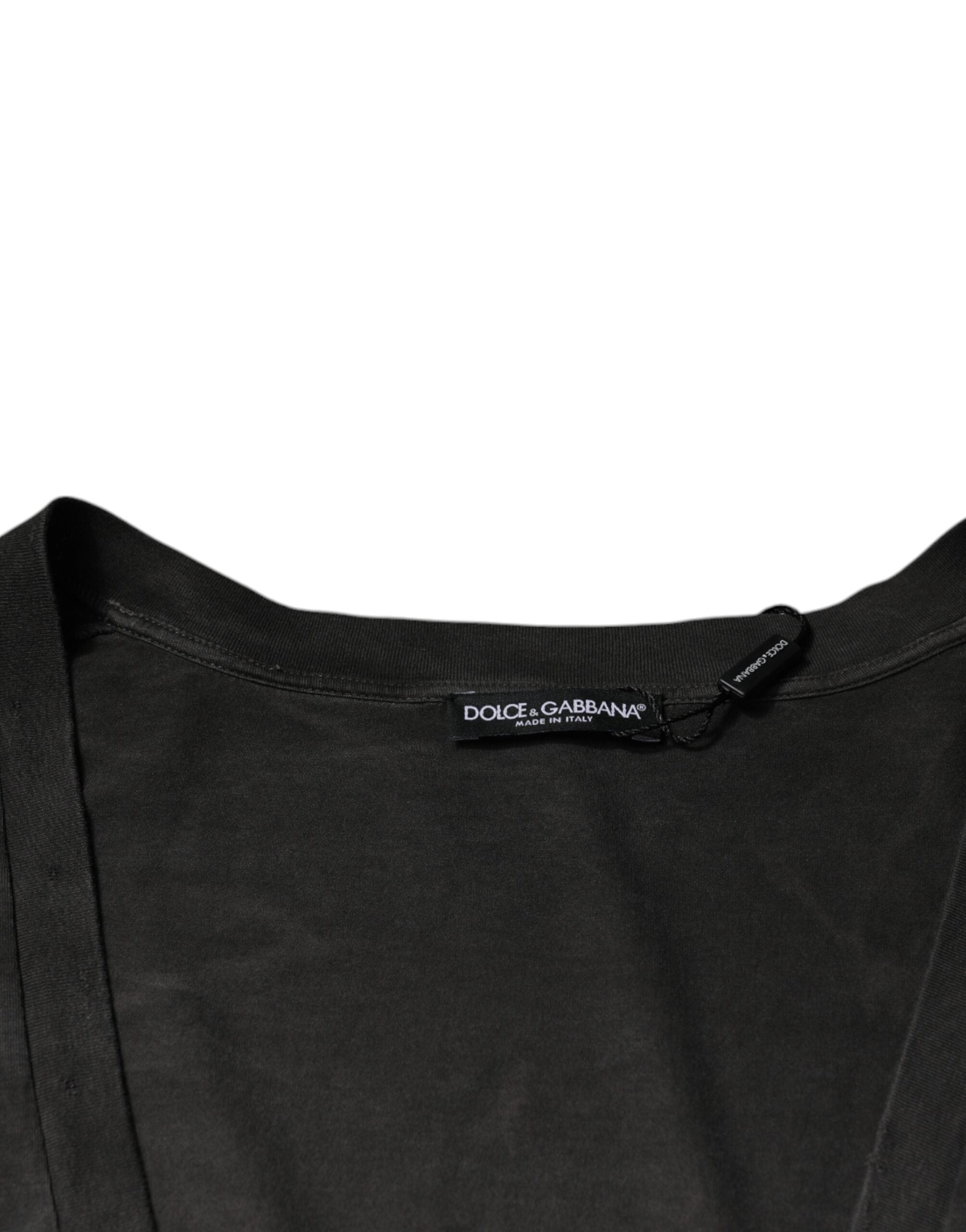Dolce & Gabbana svart bomulls-t-shirt med rund hals och korta ärmar
