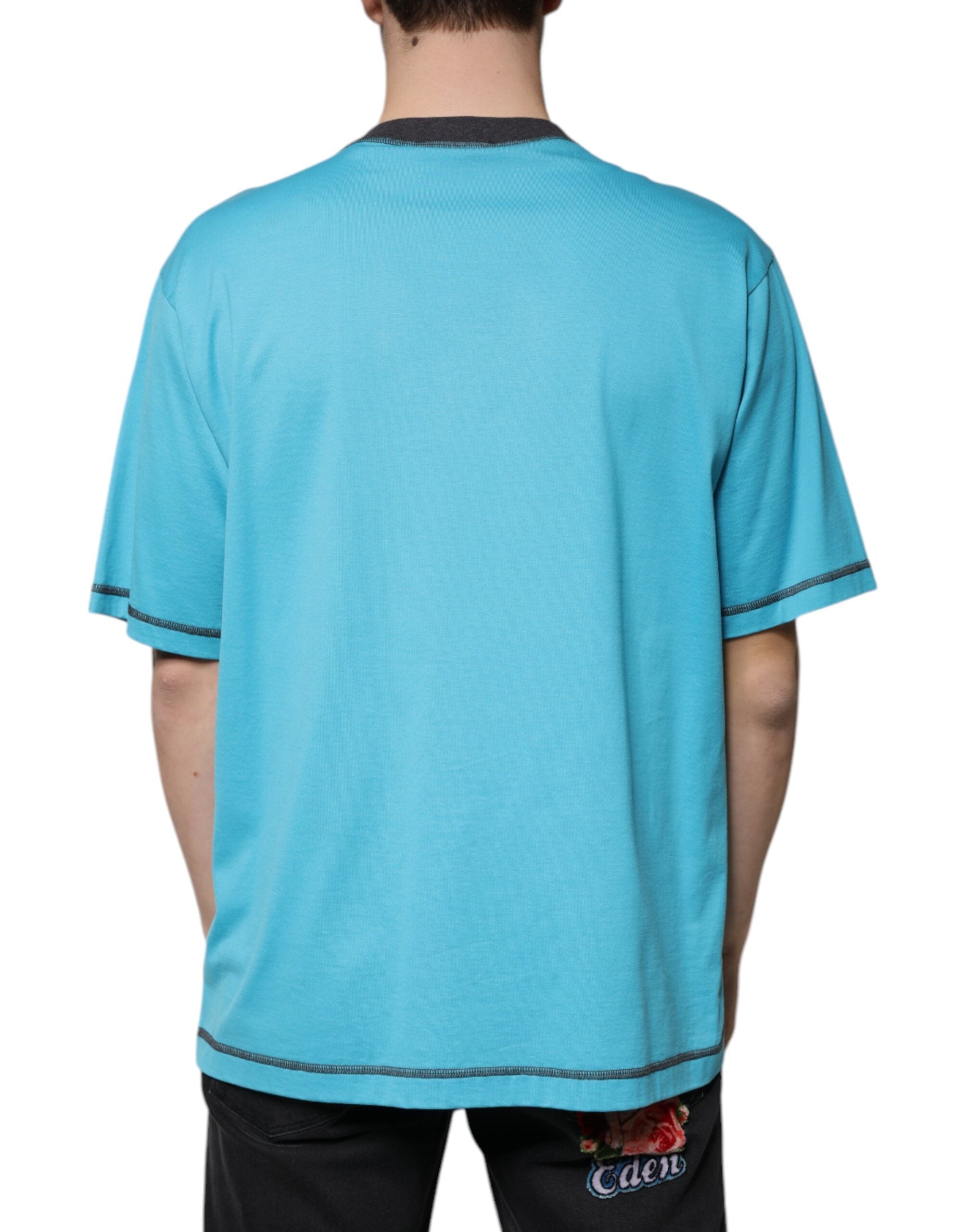 Dolce & Gabbana Blå Logotyp Rundringad Kortärmad T-shirt