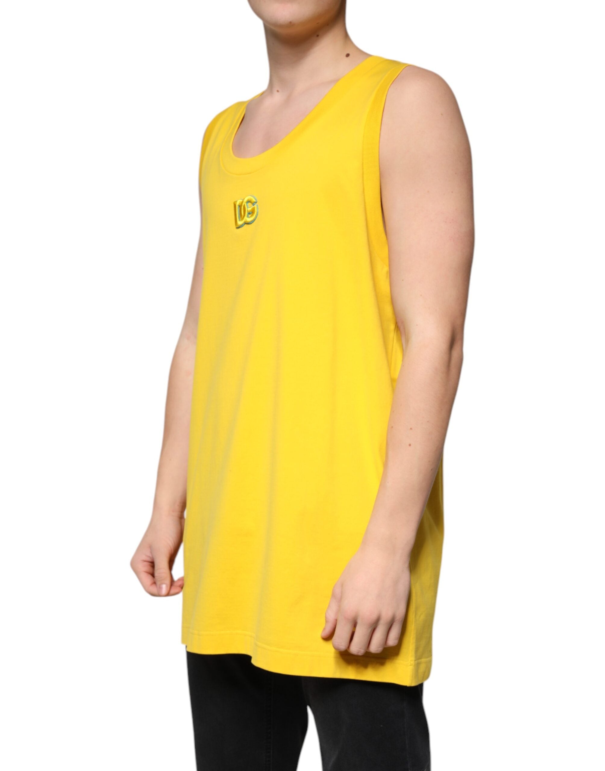 Dolce & Gabbana Gul Bomulls Rundhalsad Ärmlös T-shirt