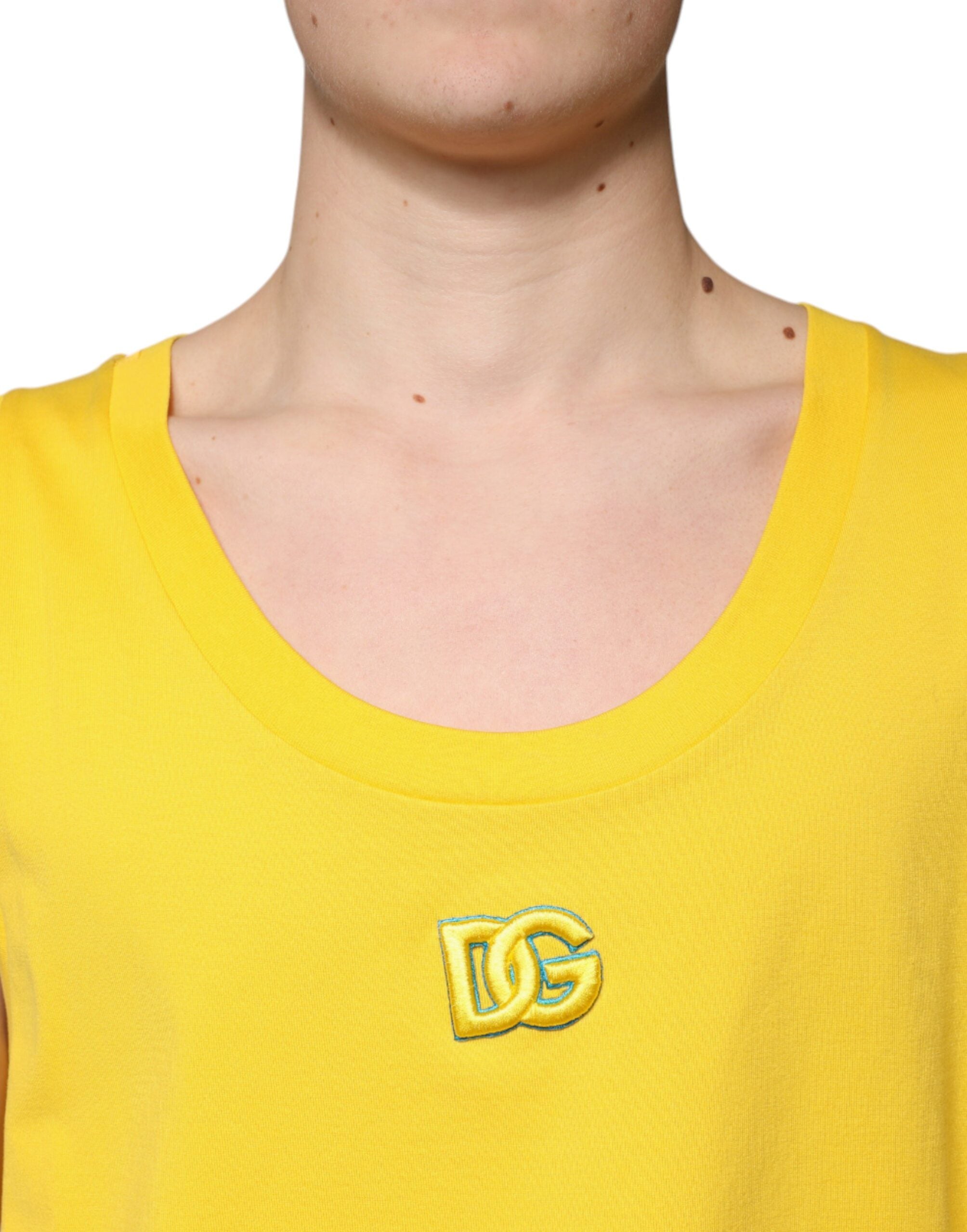 Dolce & Gabbana Gul Bomulls Rundhalsad Ärmlös T-shirt