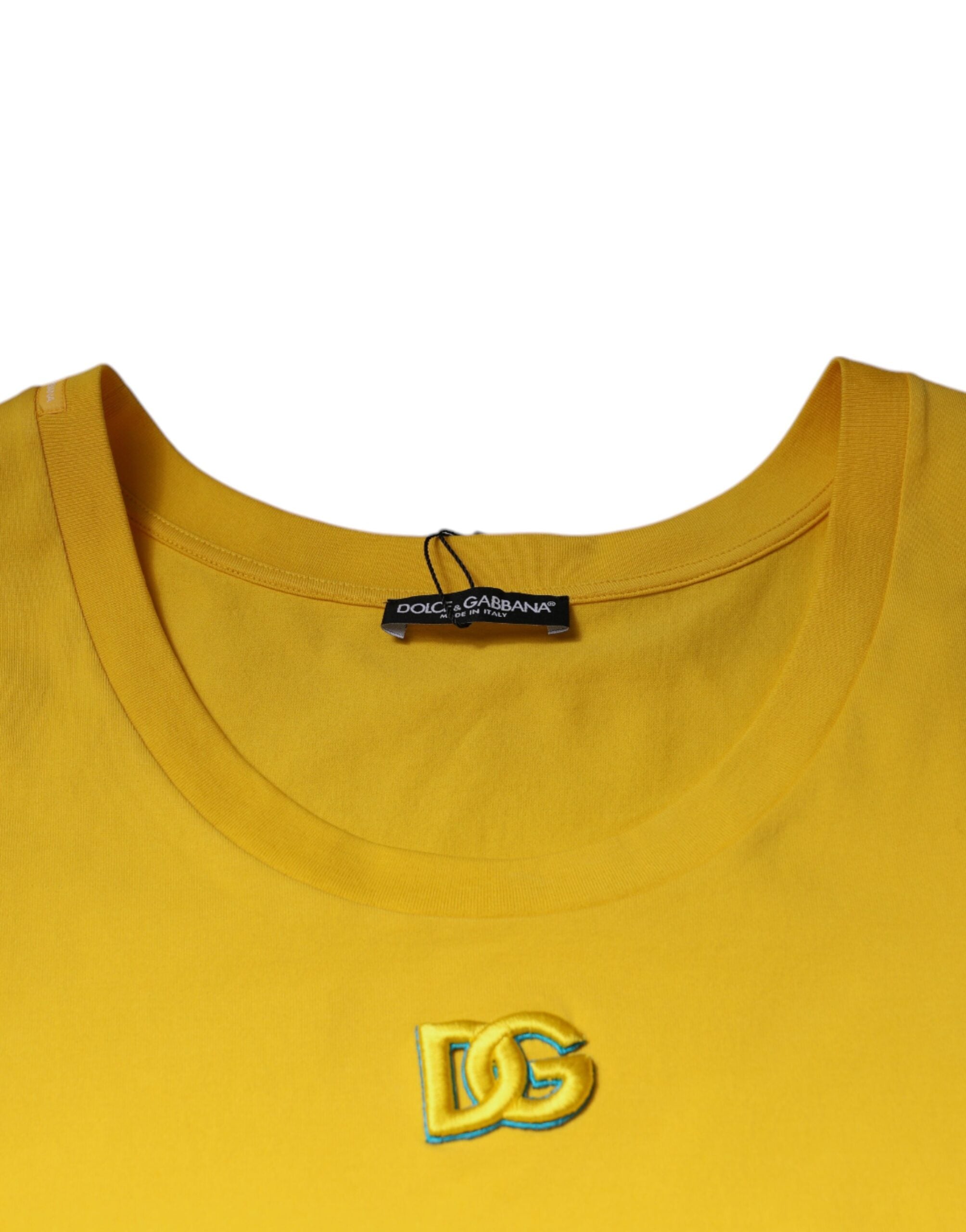 Dolce & Gabbana Gul Bomulls Rundhalsad Ärmlös T-shirt