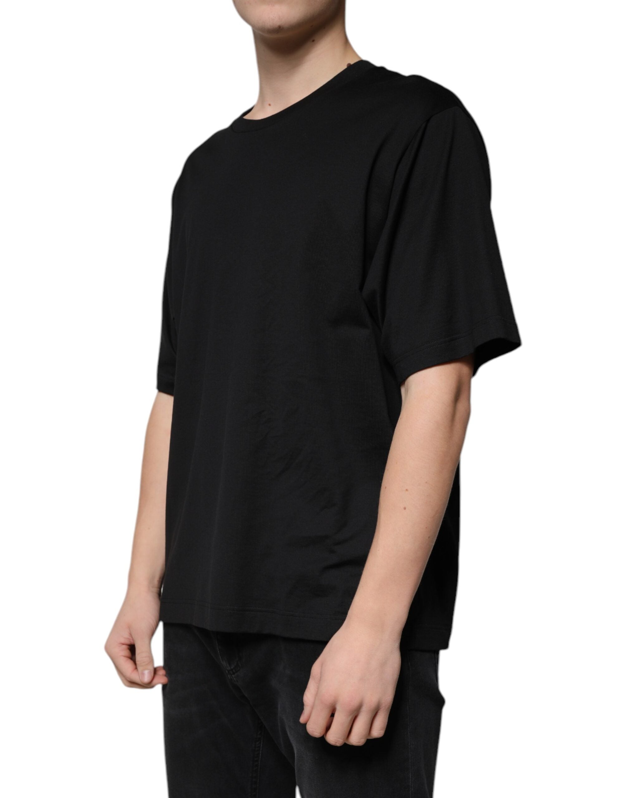 Dolce & Gabbana svart bomulls-t-shirt med rund hals och korta ärmar