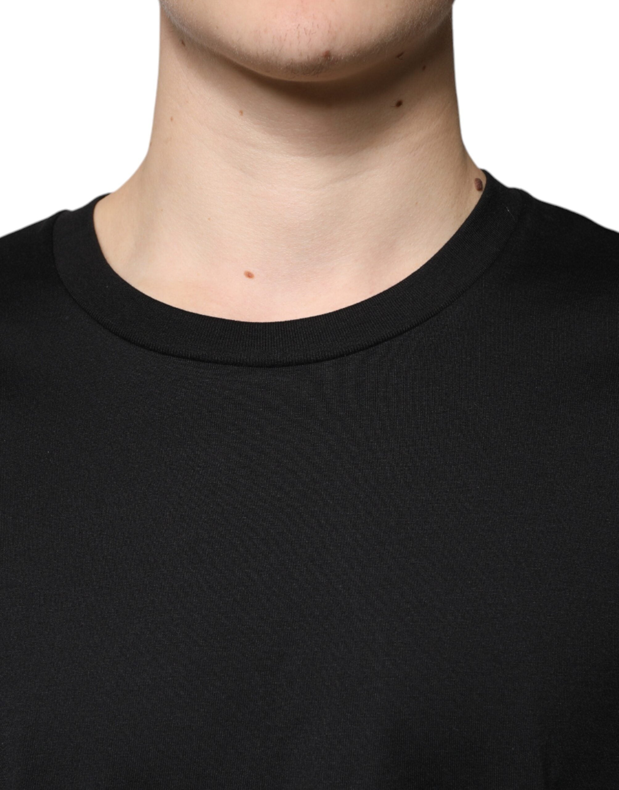 Dolce & Gabbana svart bomulls-t-shirt med rund hals och korta ärmar