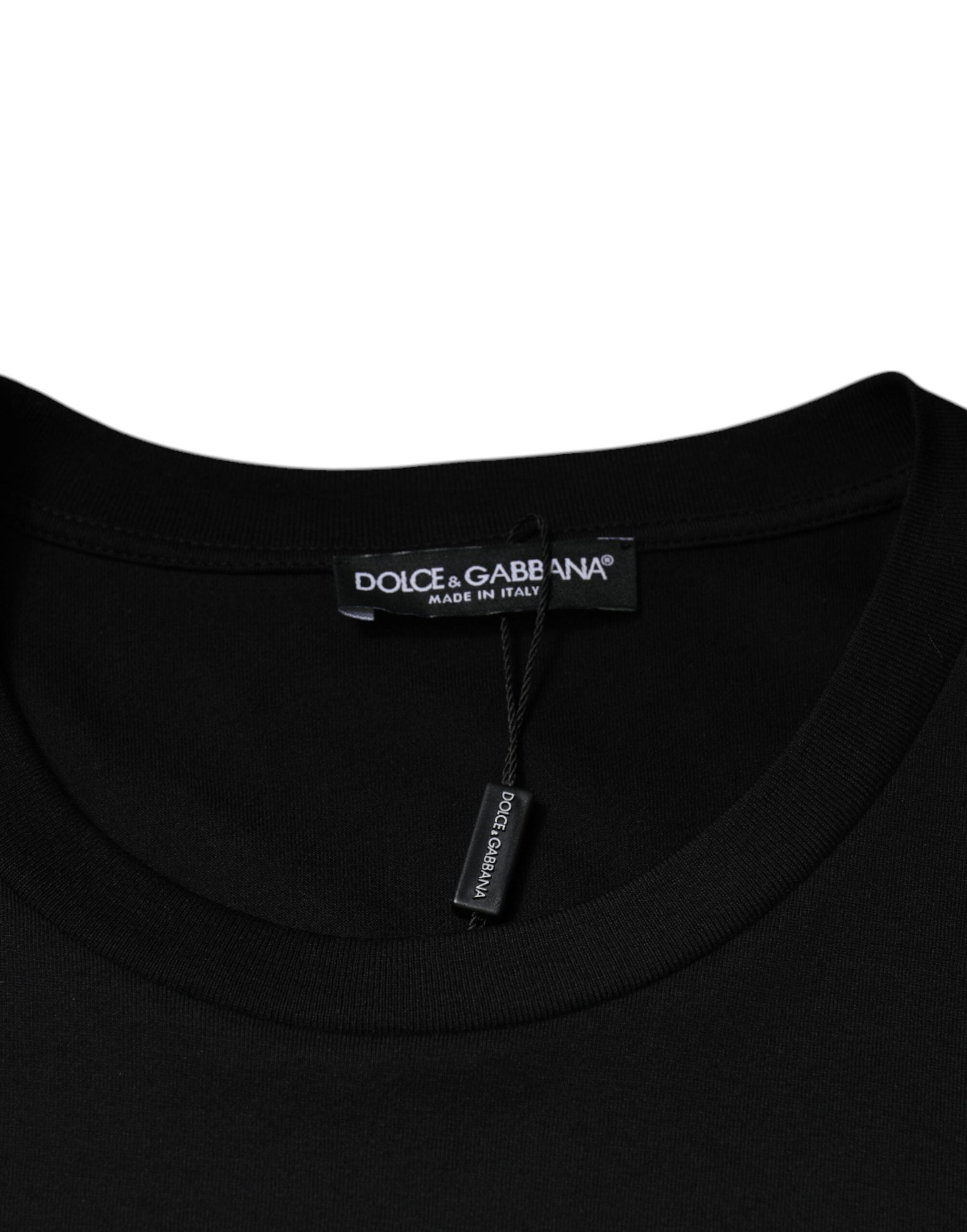 Dolce & Gabbana svart bomulls-t-shirt med rund hals och korta ärmar