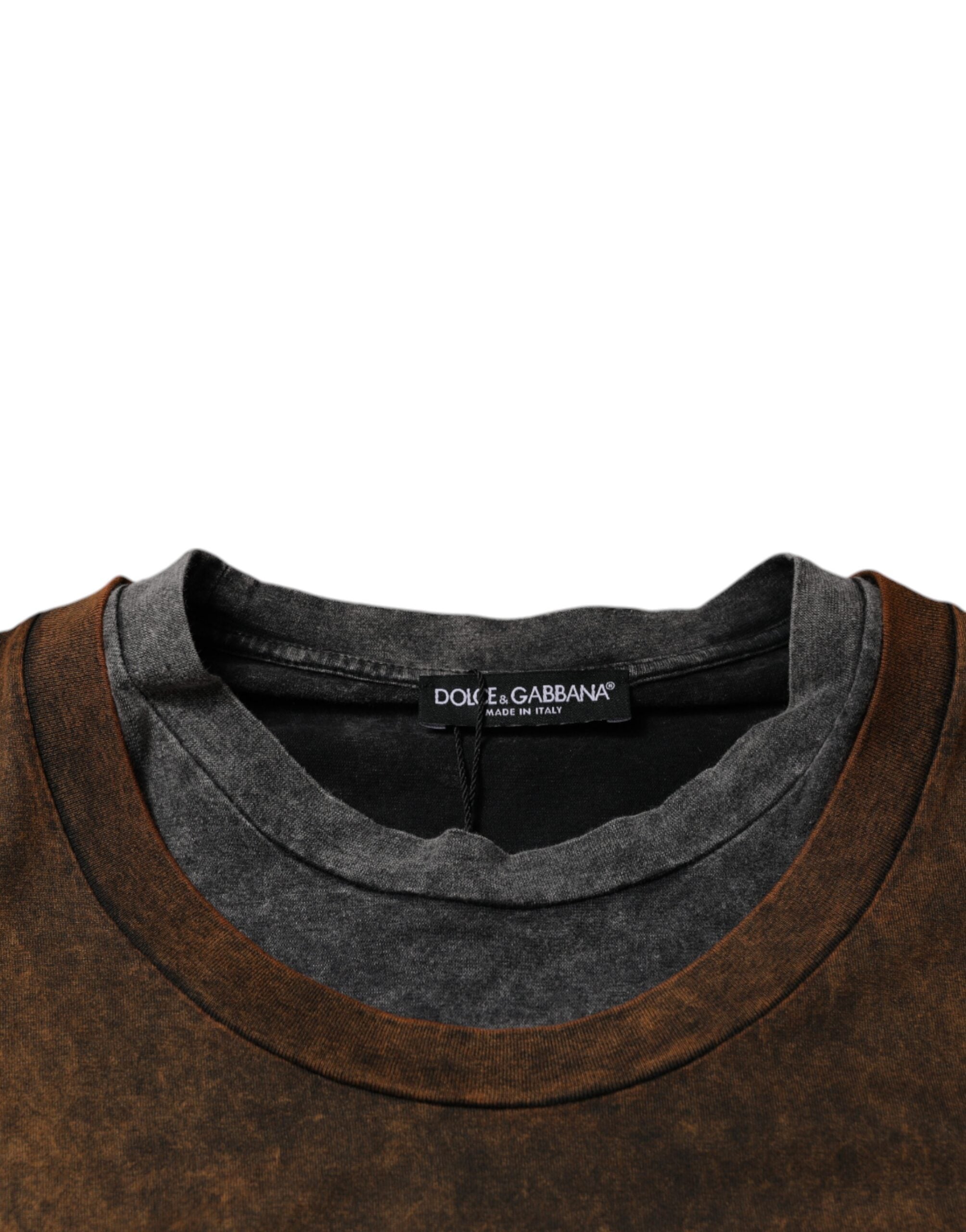 Dolce & Gabbana Brun Bomulls-T-shirt Med Rund Hals Och Ärmlös