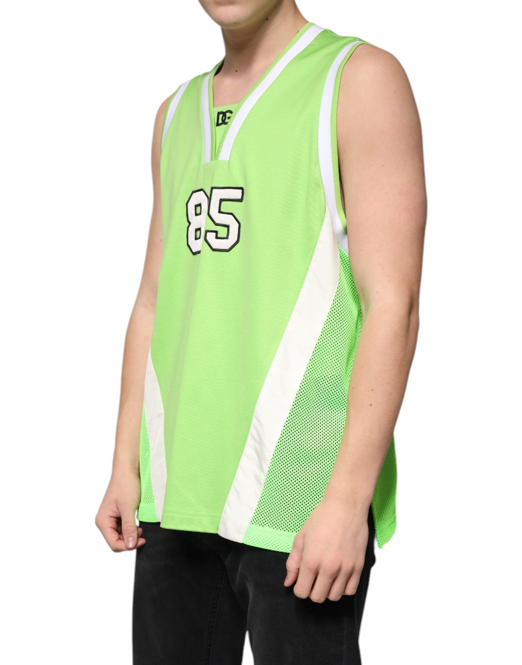 Dolce & Gabbana Grön Polyester Jersey Ärmlös T-shirt
