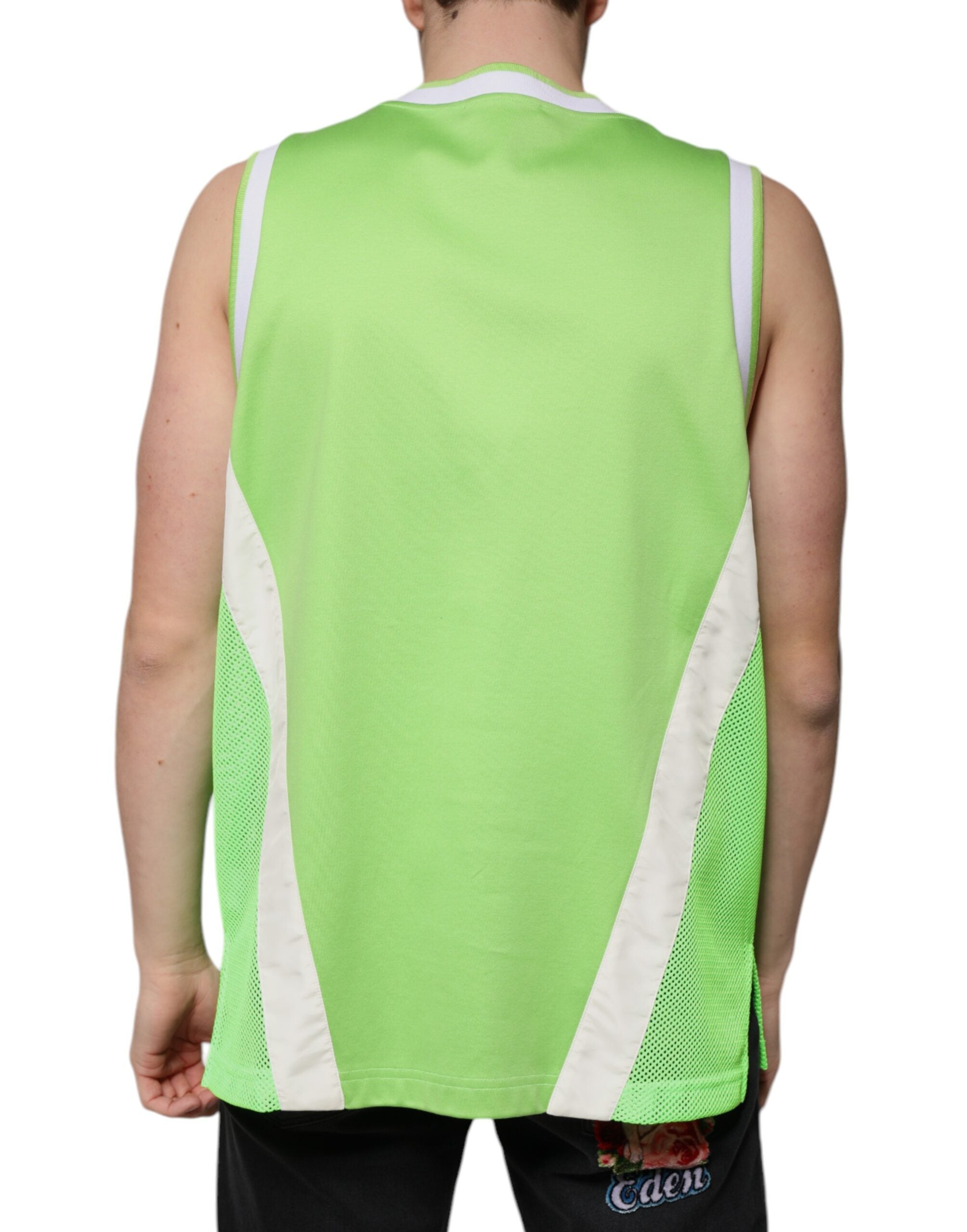 Dolce & Gabbana Grön Polyester Jersey Ärmlös T-shirt