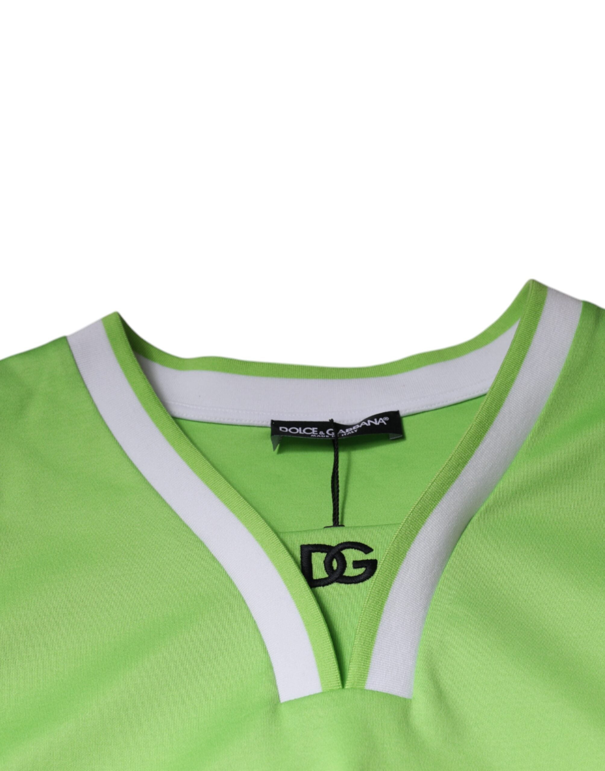 Dolce & Gabbana Grön Polyester Jersey Ärmlös T-shirt