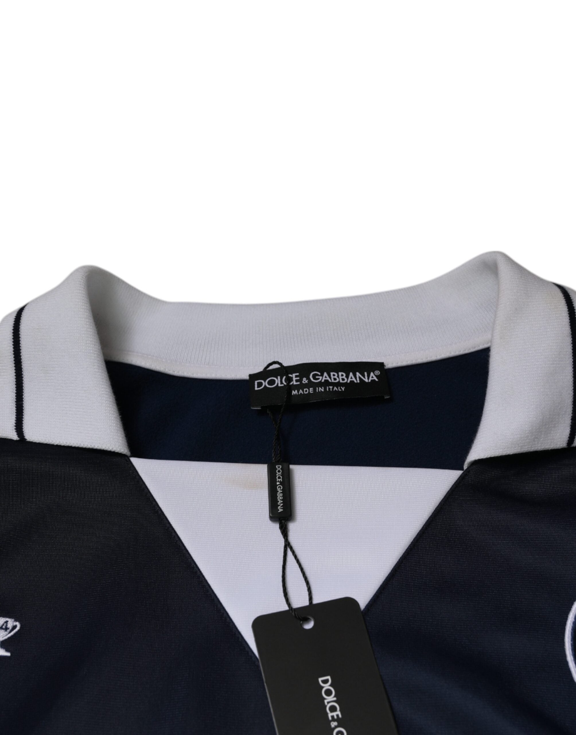 Dolce & Gabbana Blå Vit Milano Långärmad Jersey T-shirt