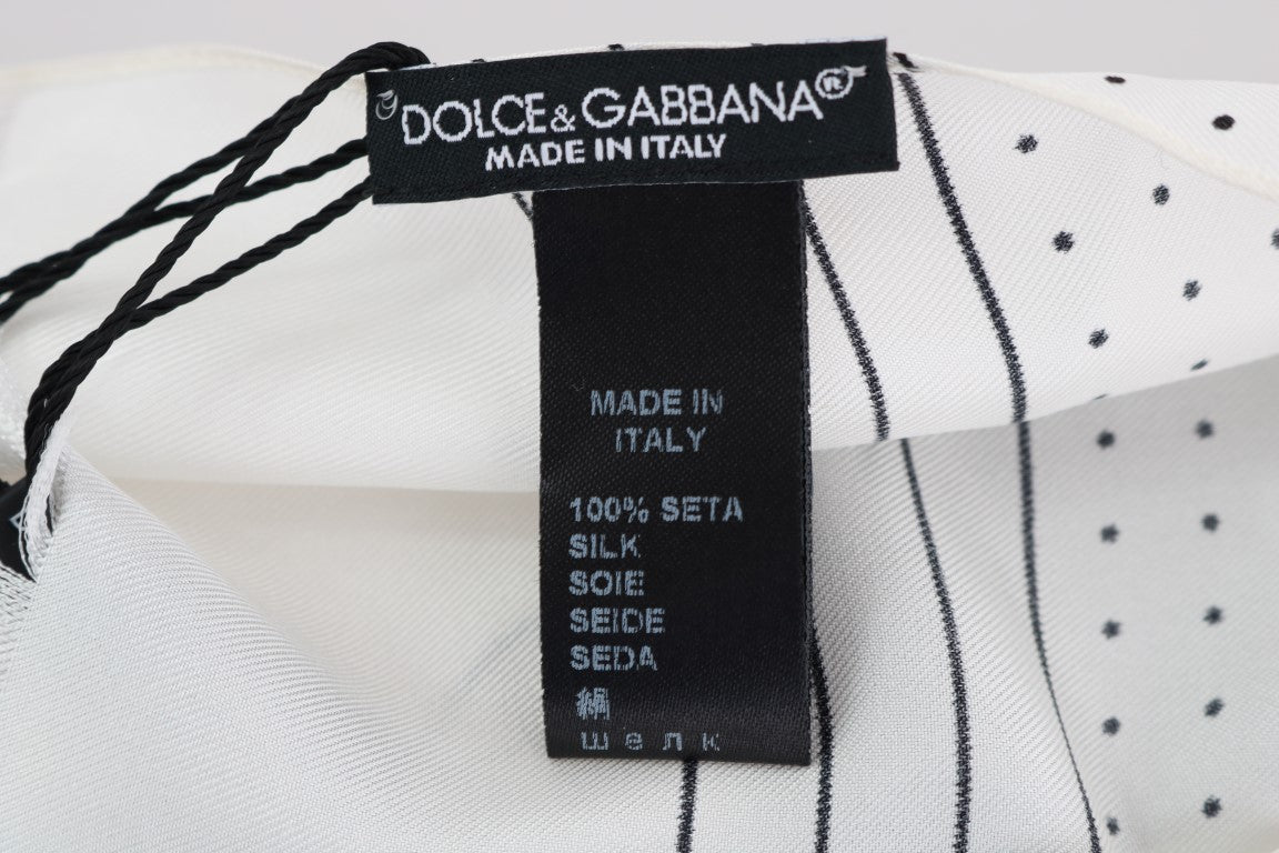 Dolce & Gabbana Vit prickig sidenhalsduk med smal passform