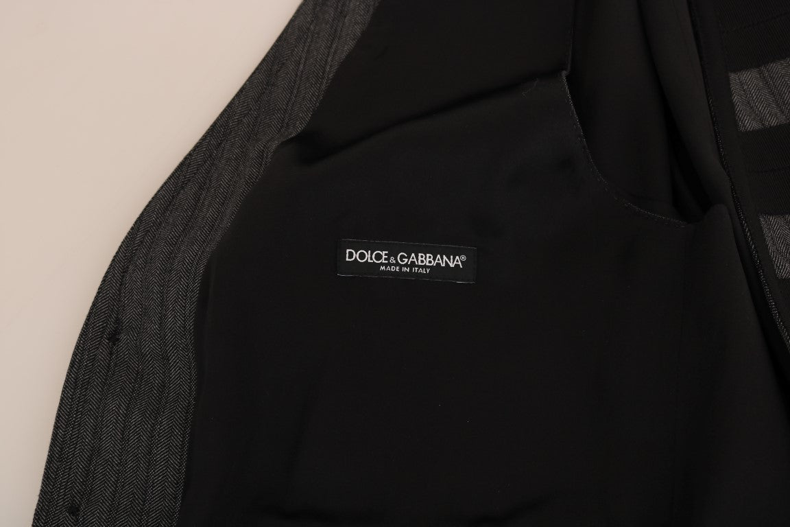 Dolce & Gabbana Grå Ullmönstrad Slim Väst