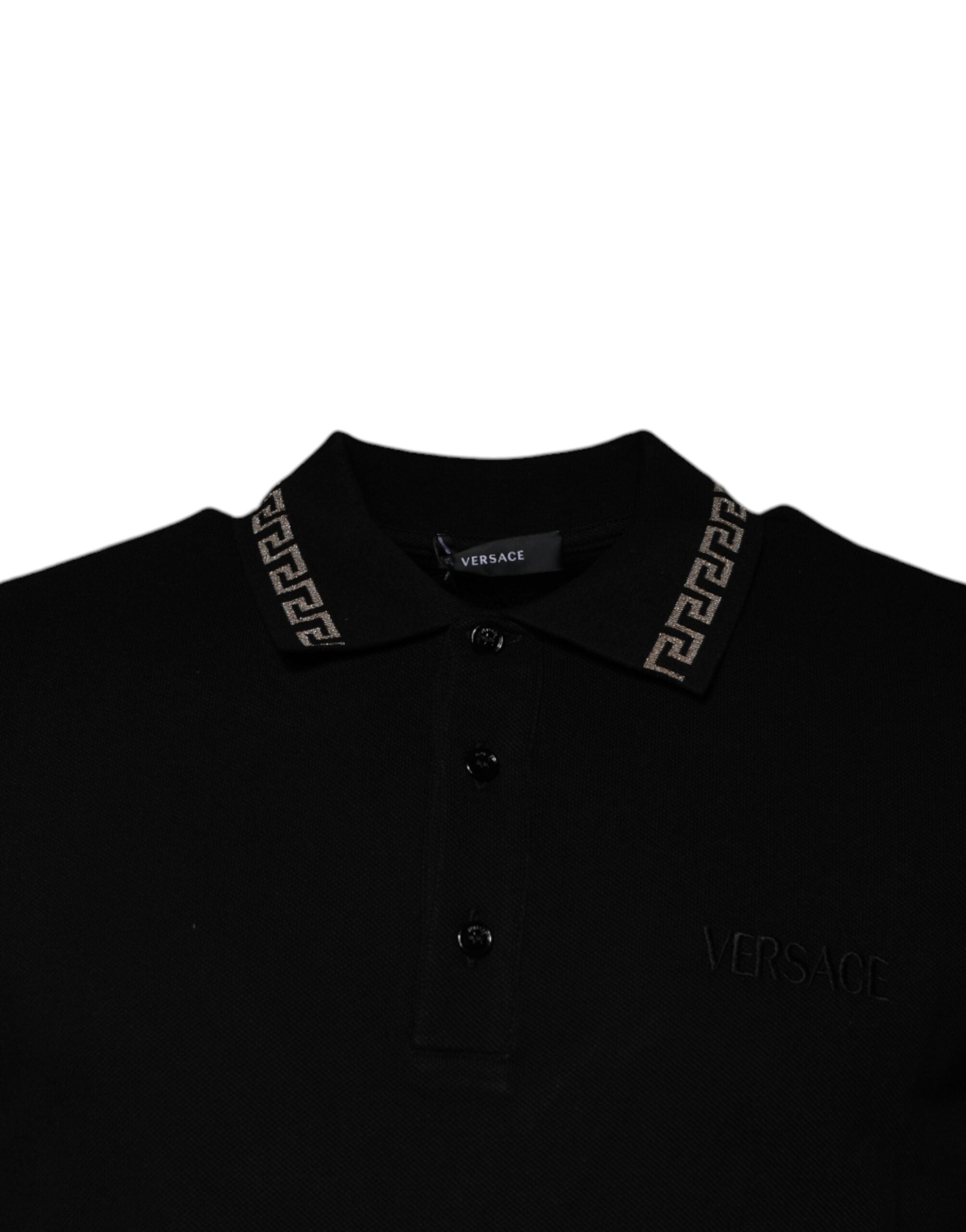 Versace Svart Viskospolo Kortärmad T-shirt