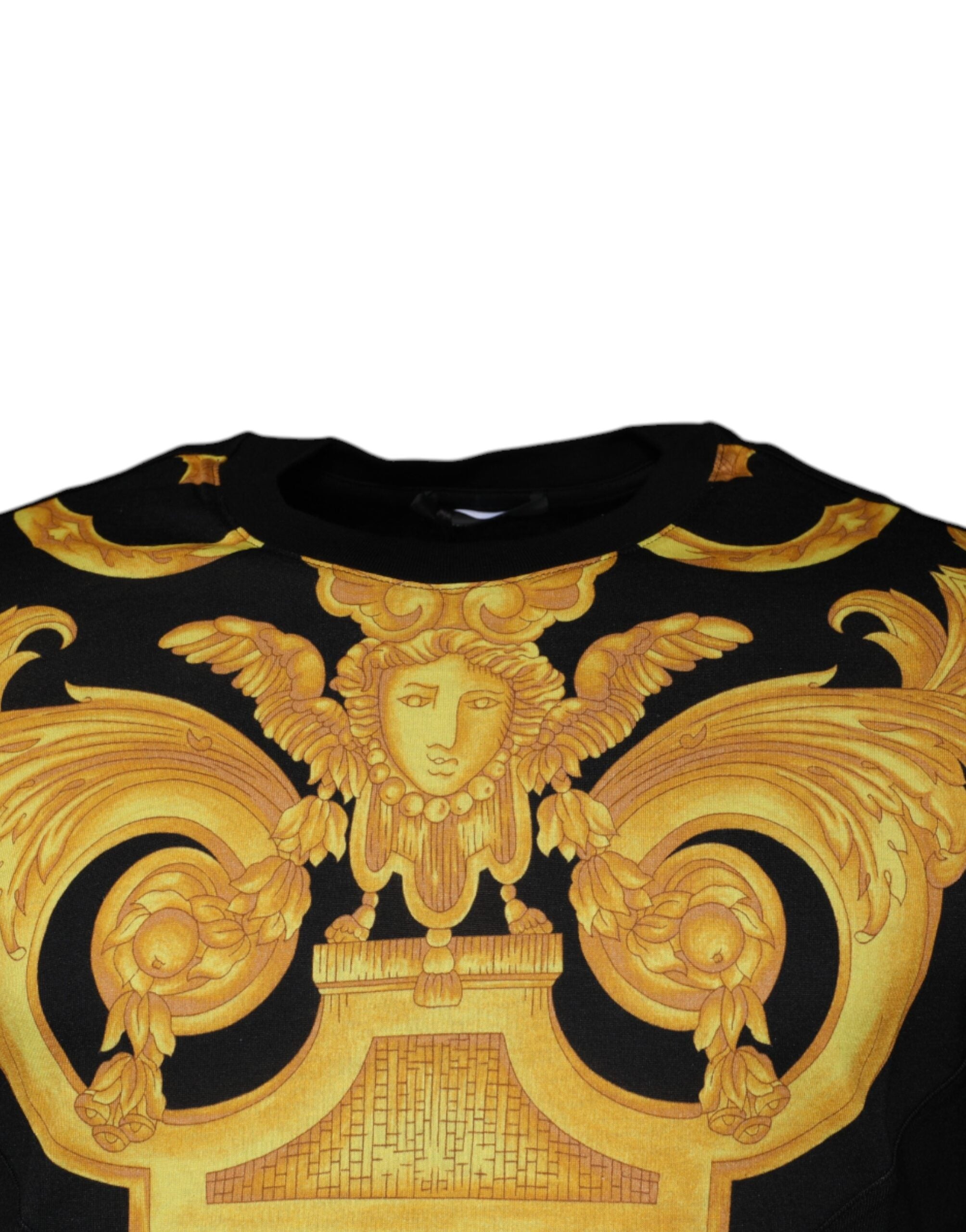 Versace svart Medusa-tryckt bomulls-t-shirt med rund hals