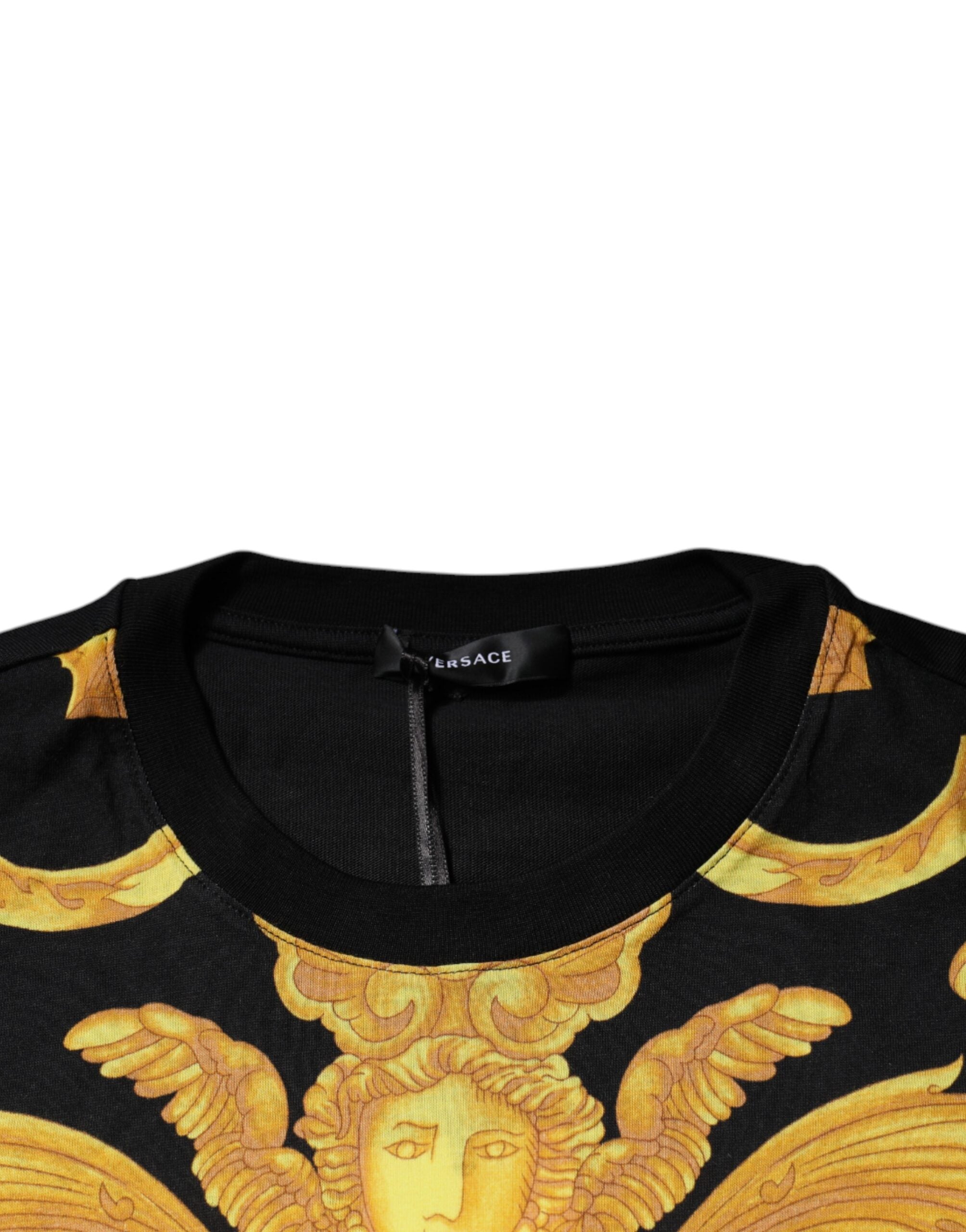 Versace svart Medusa-tryckt bomulls-t-shirt med rund hals