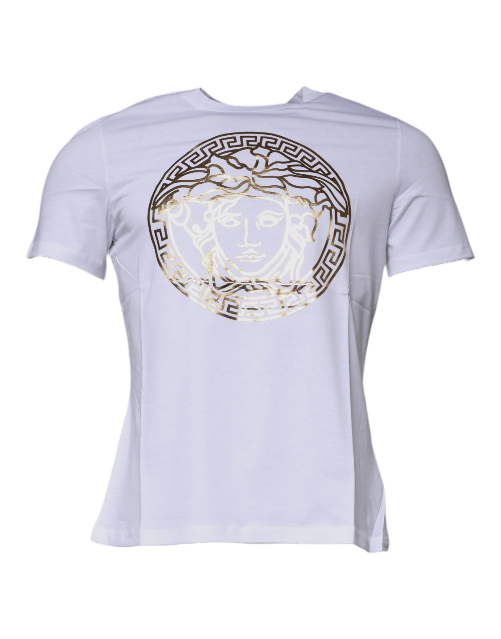 Versace Vit Medusa-tryckt bomulls-t-shirt med rund hals