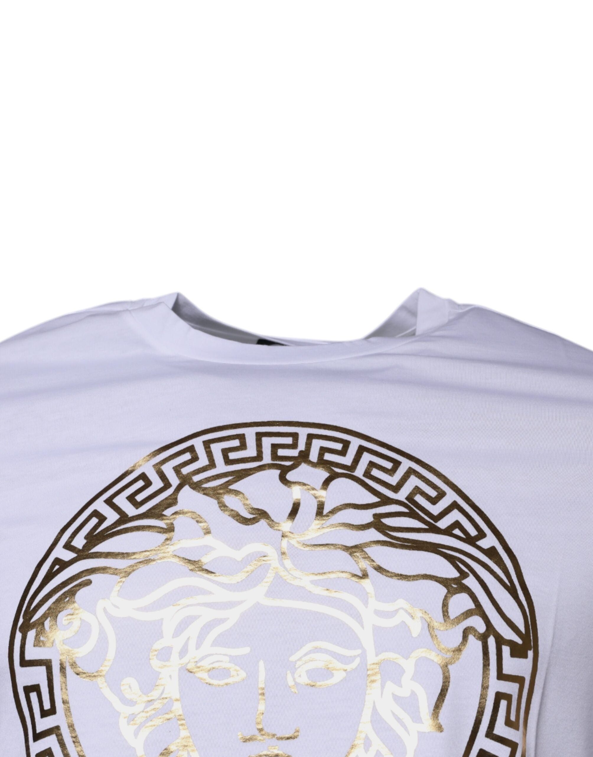 Versace Vit Medusa-tryckt bomulls-t-shirt med rund hals