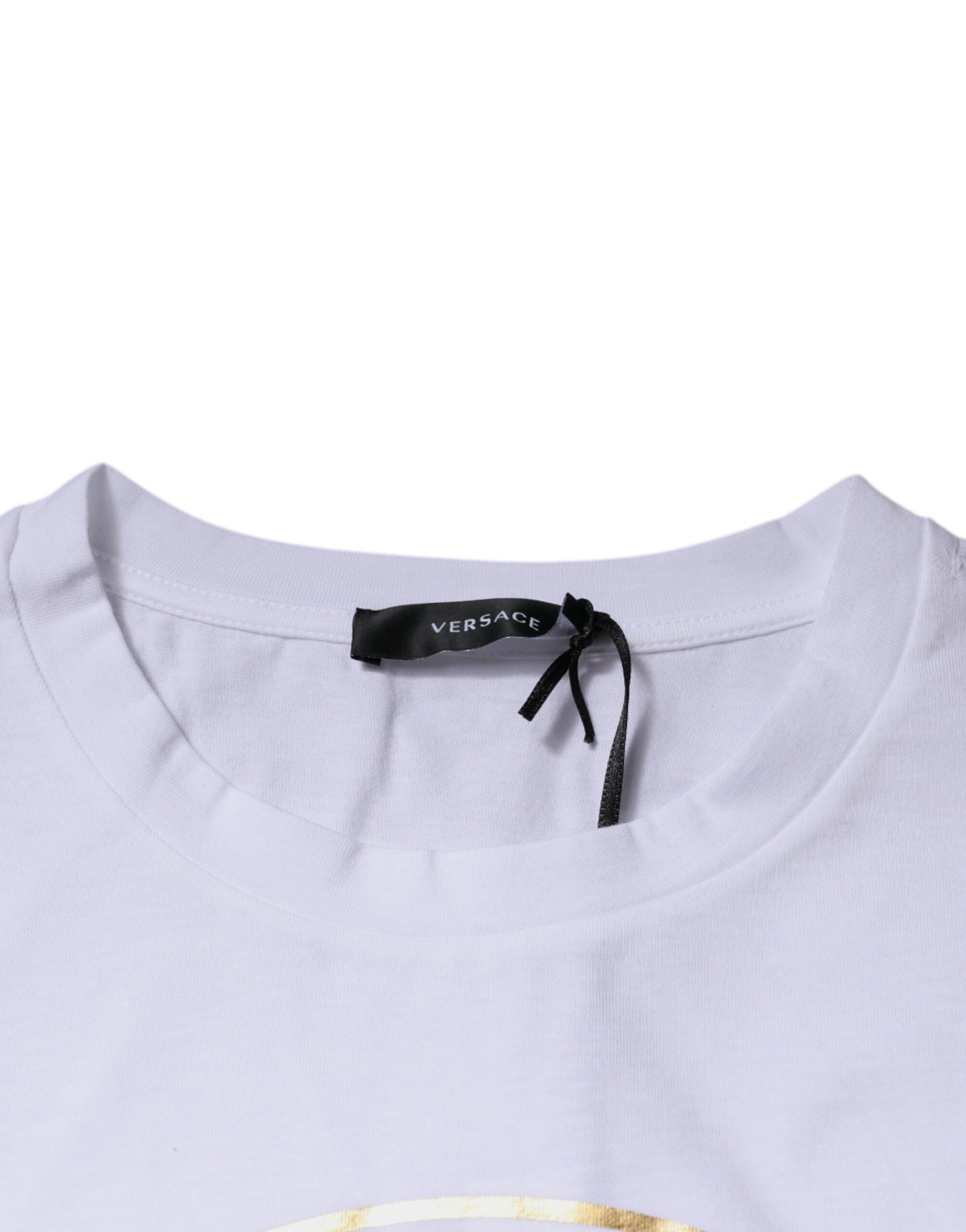 Versace Vit Medusa-tryckt bomulls-t-shirt med rund hals