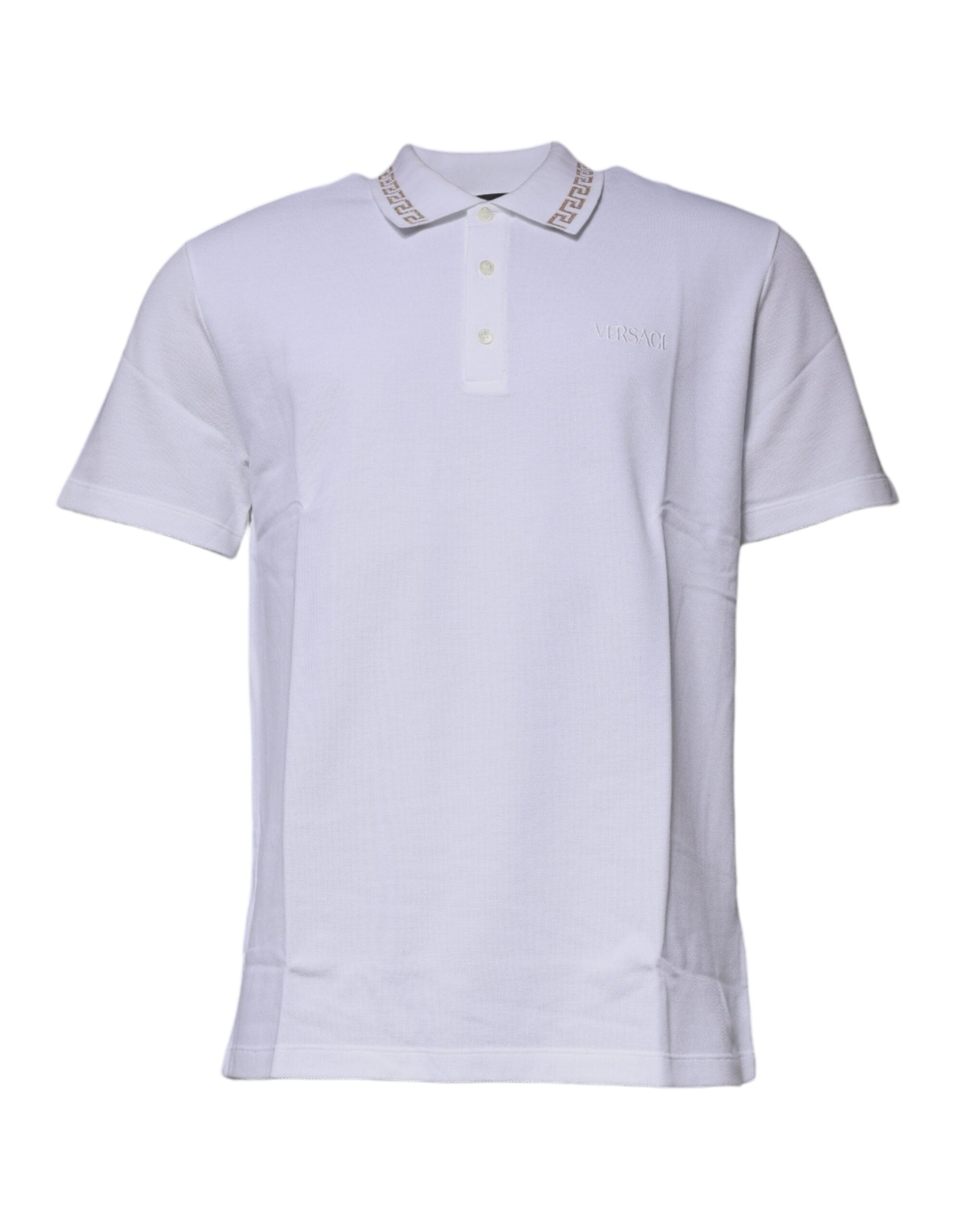 Versace Vit Viskos Krage Herr Polo Kortärmad T-shirt