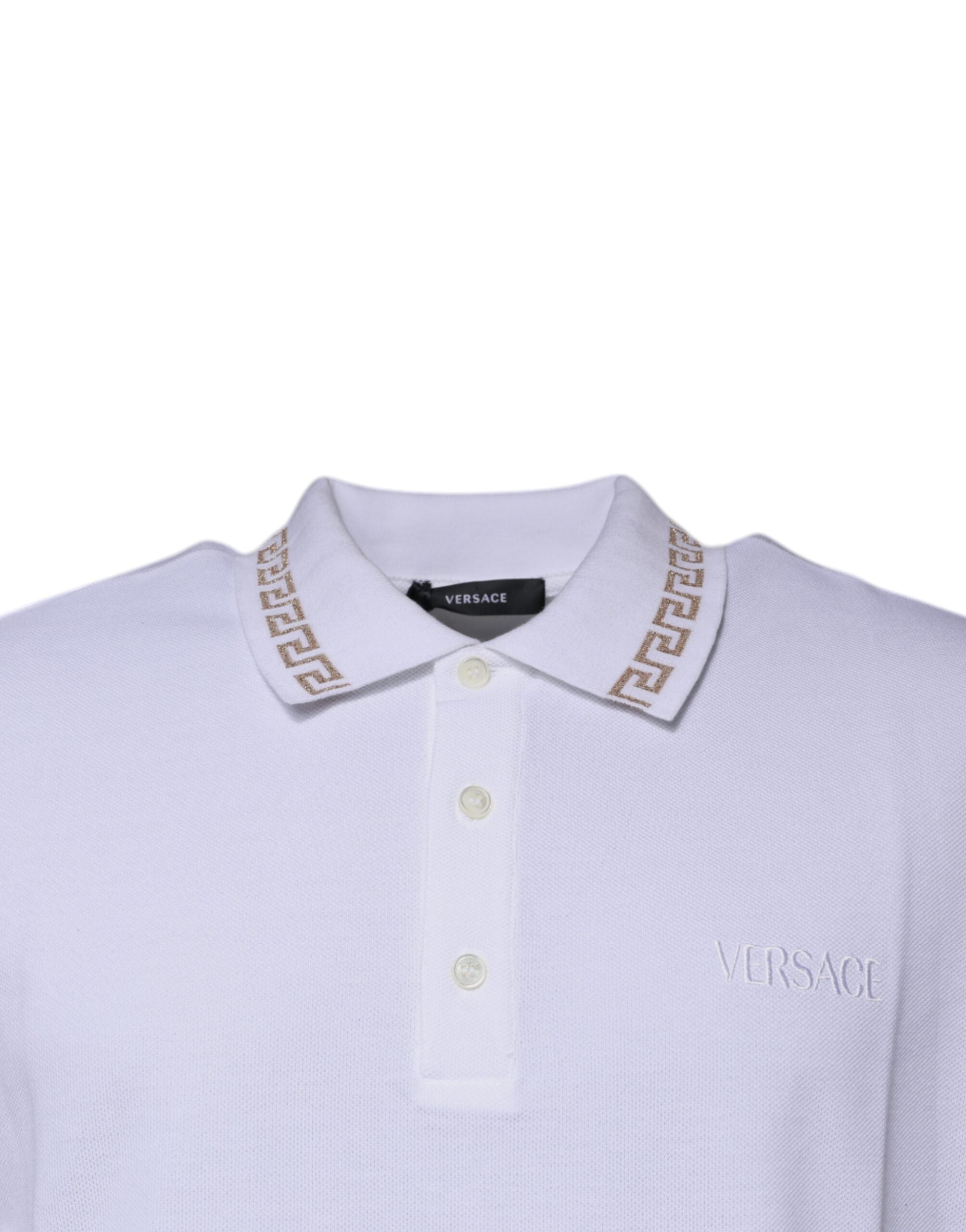 Versace Vit Viskos Krage Herr Polo Kortärmad T-shirt