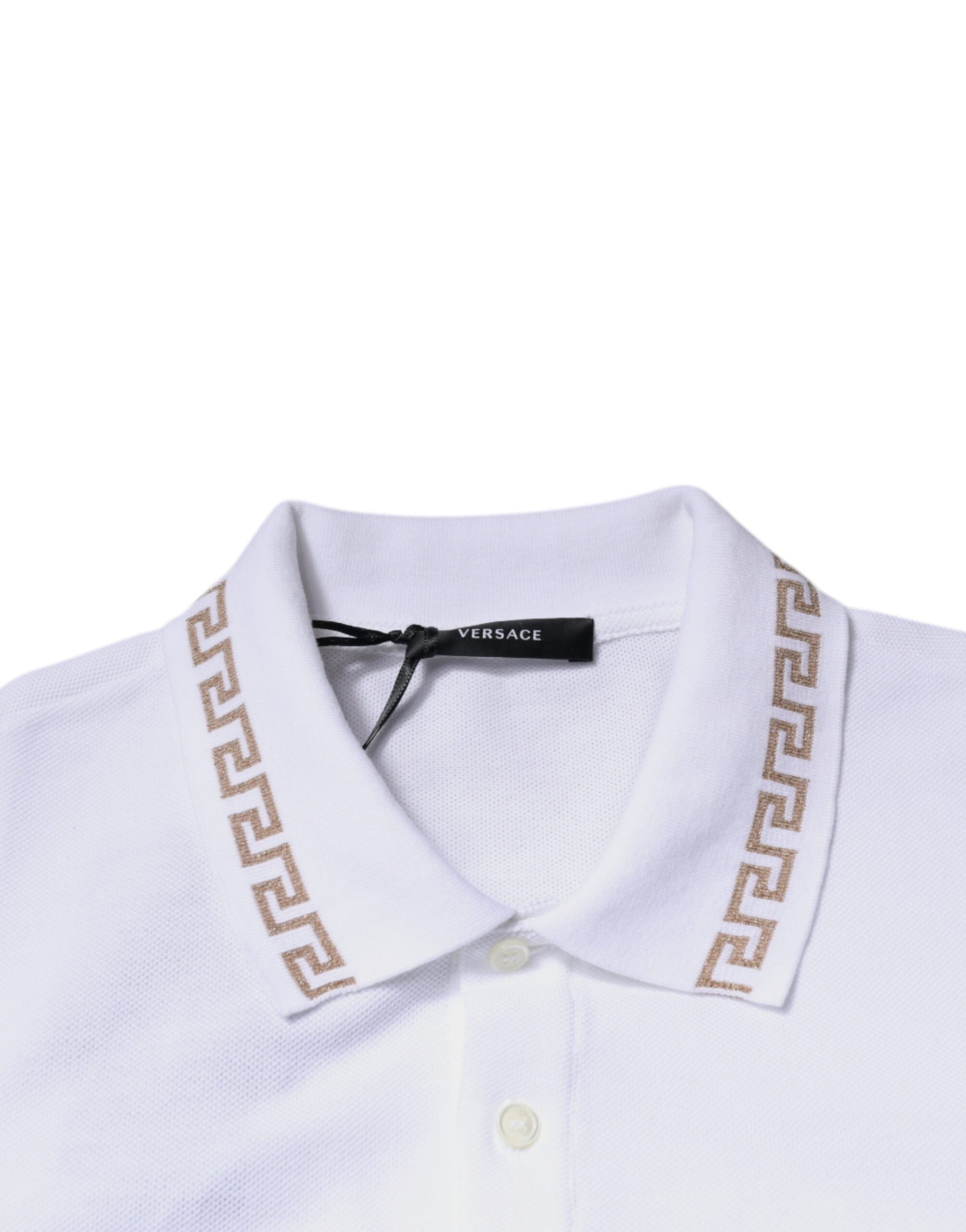 Versace Vit Viskos Krage Herr Polo Kortärmad T-shirt