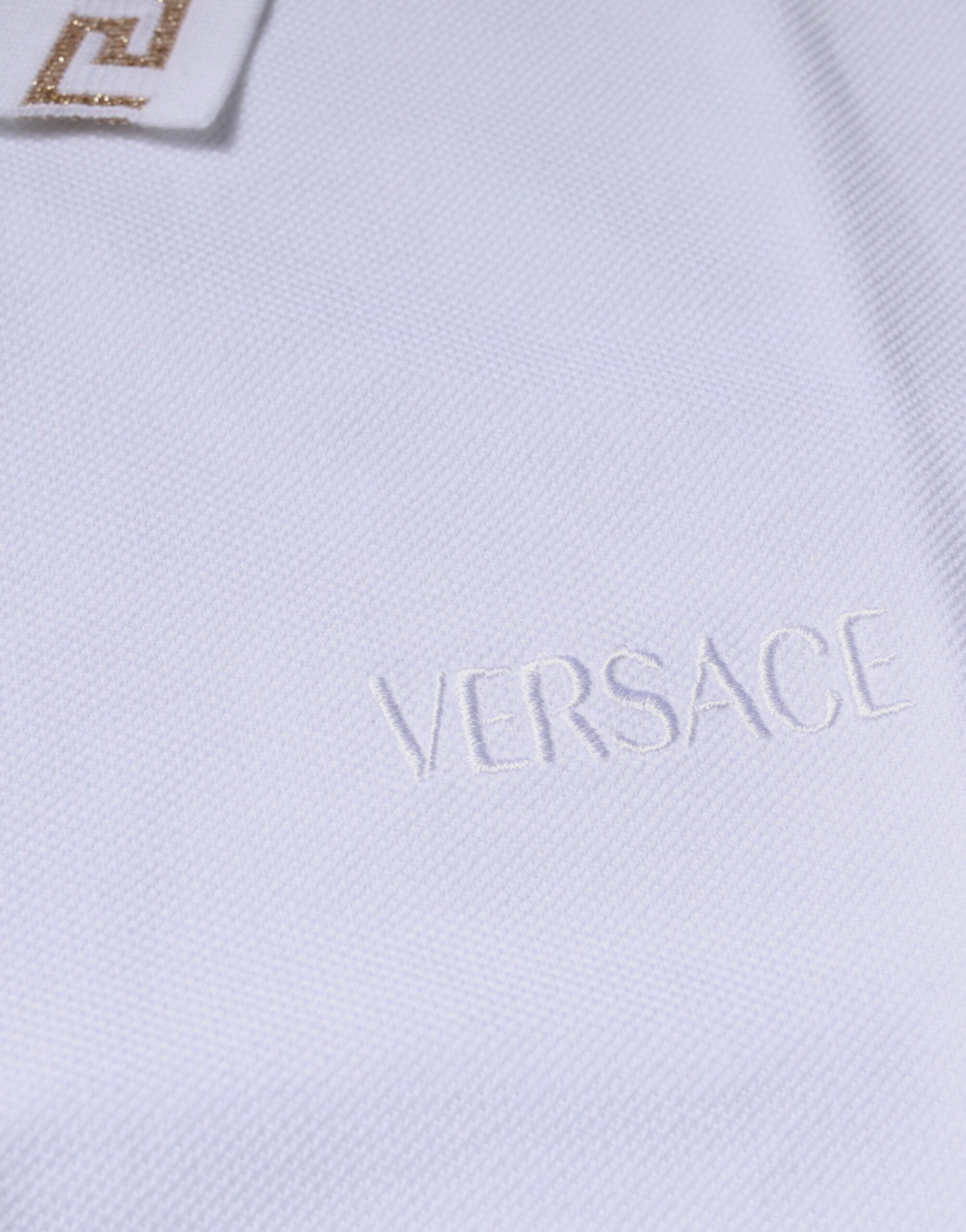 Versace Vit Viskos Krage Herr Polo Kortärmad T-shirt