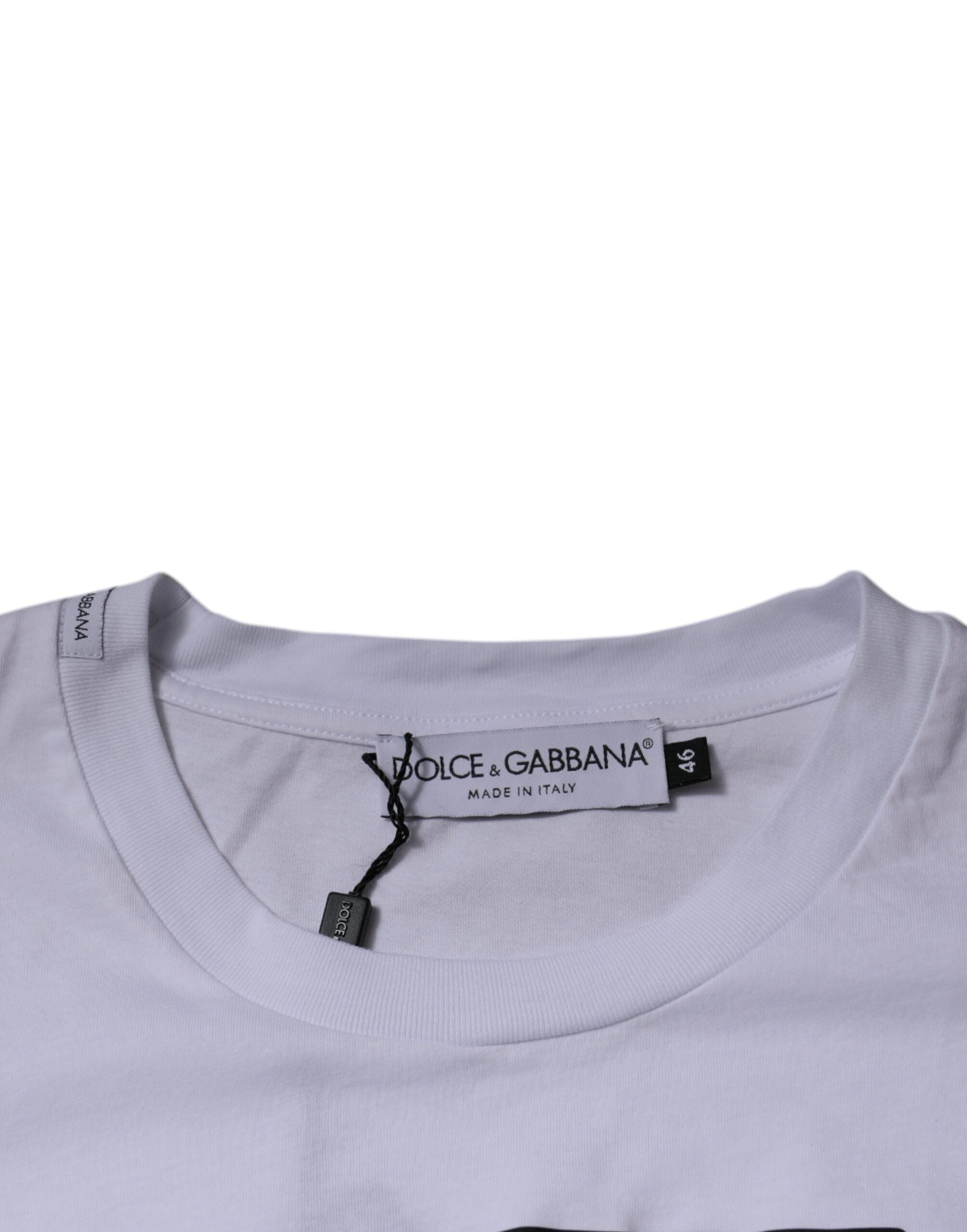 Dolce & Gabbana Vit DG-logotyp T-shirt i bomull med rund hals