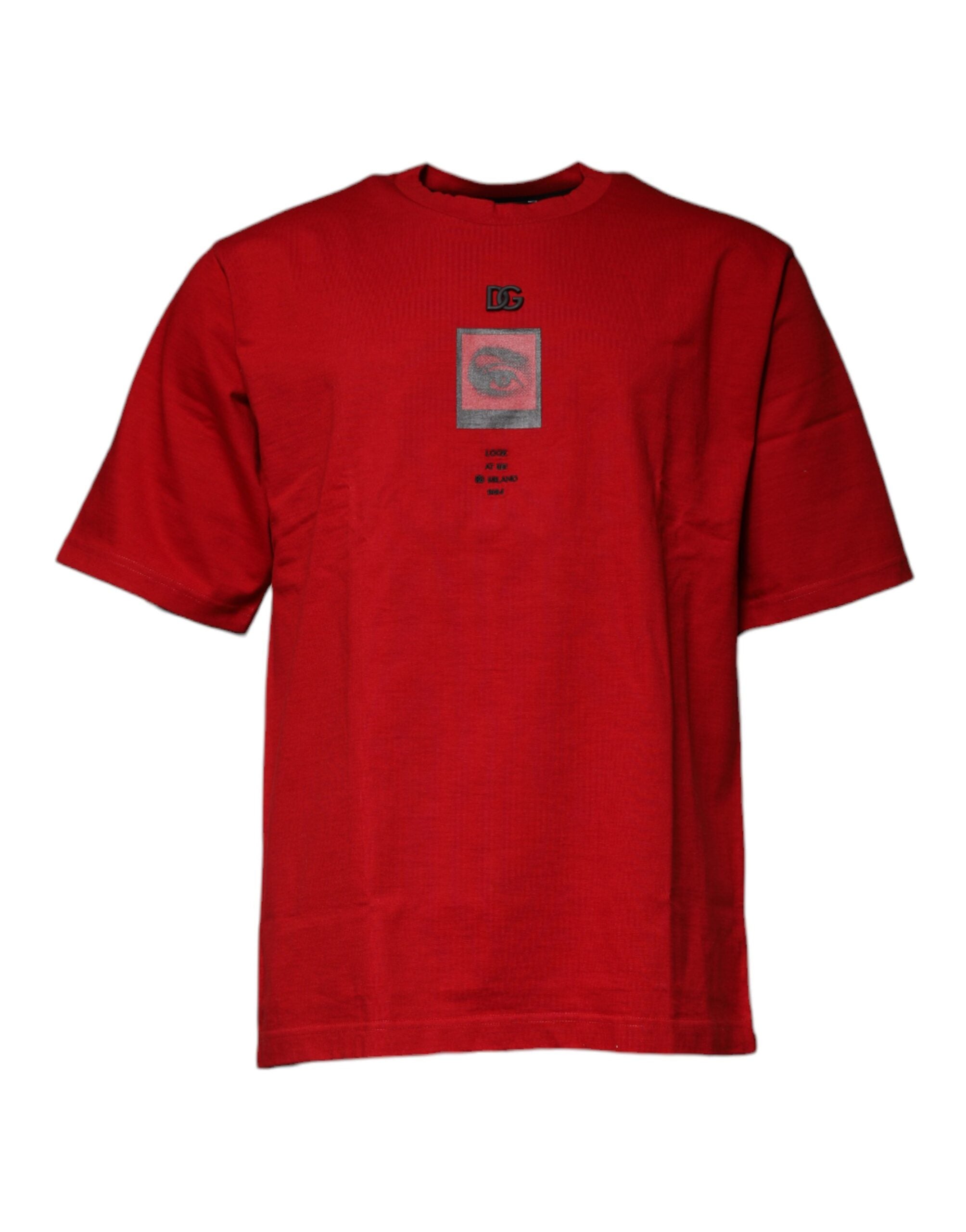 Dolce & Gabbana Röd DG Eye Bomulls-T-shirt med rund hals
