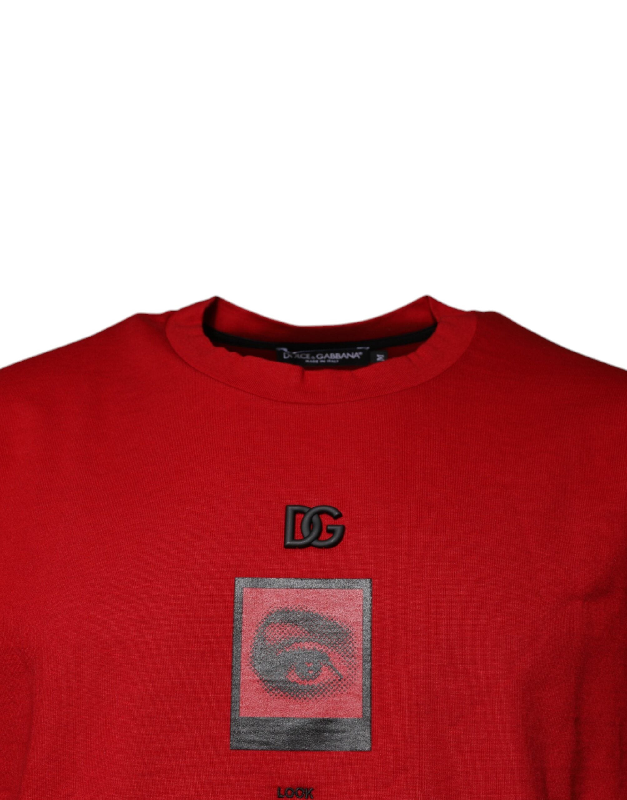Dolce & Gabbana Röd DG Eye Bomulls-T-shirt med rund hals