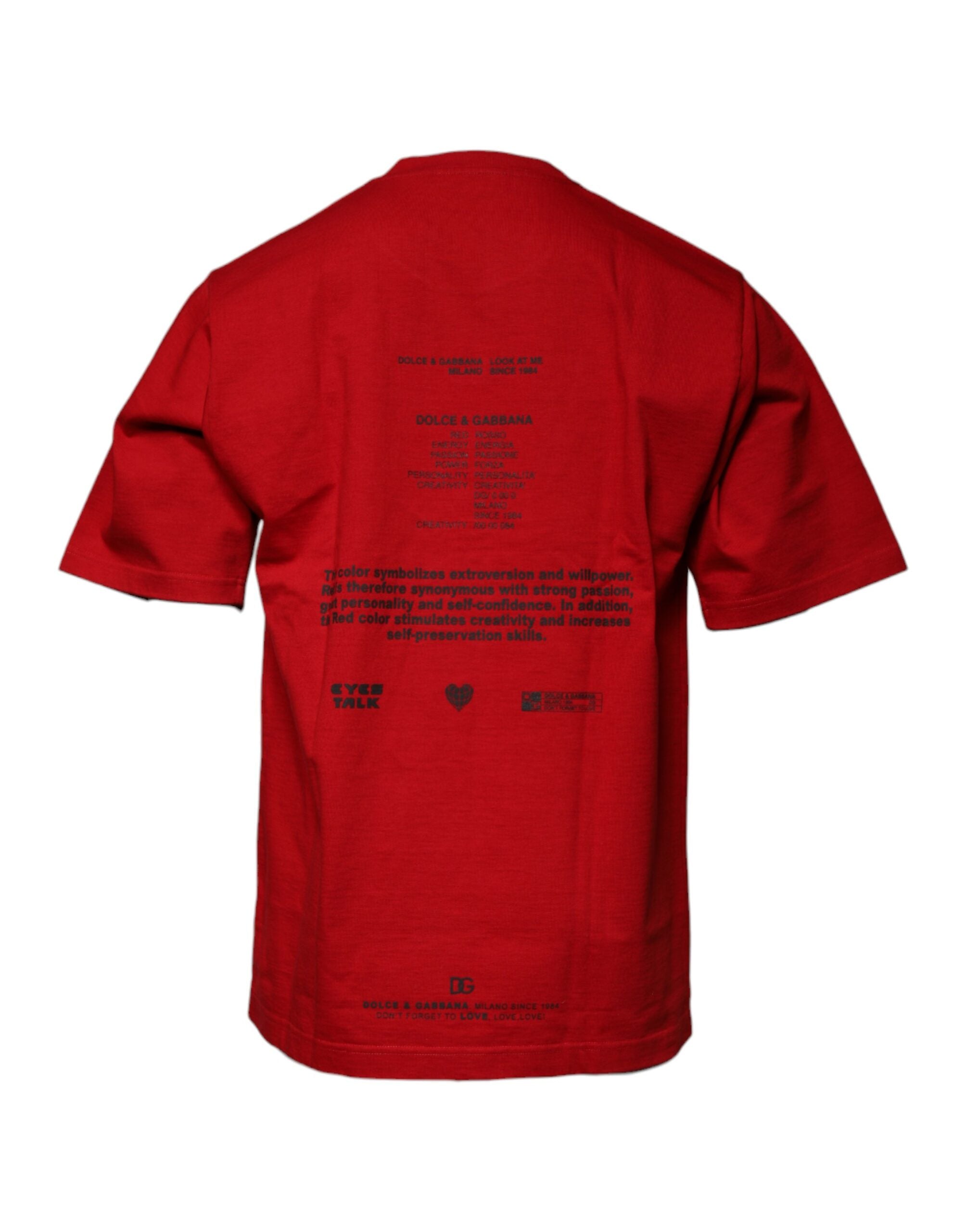 Dolce & Gabbana Röd DG Eye Bomulls-T-shirt med rund hals