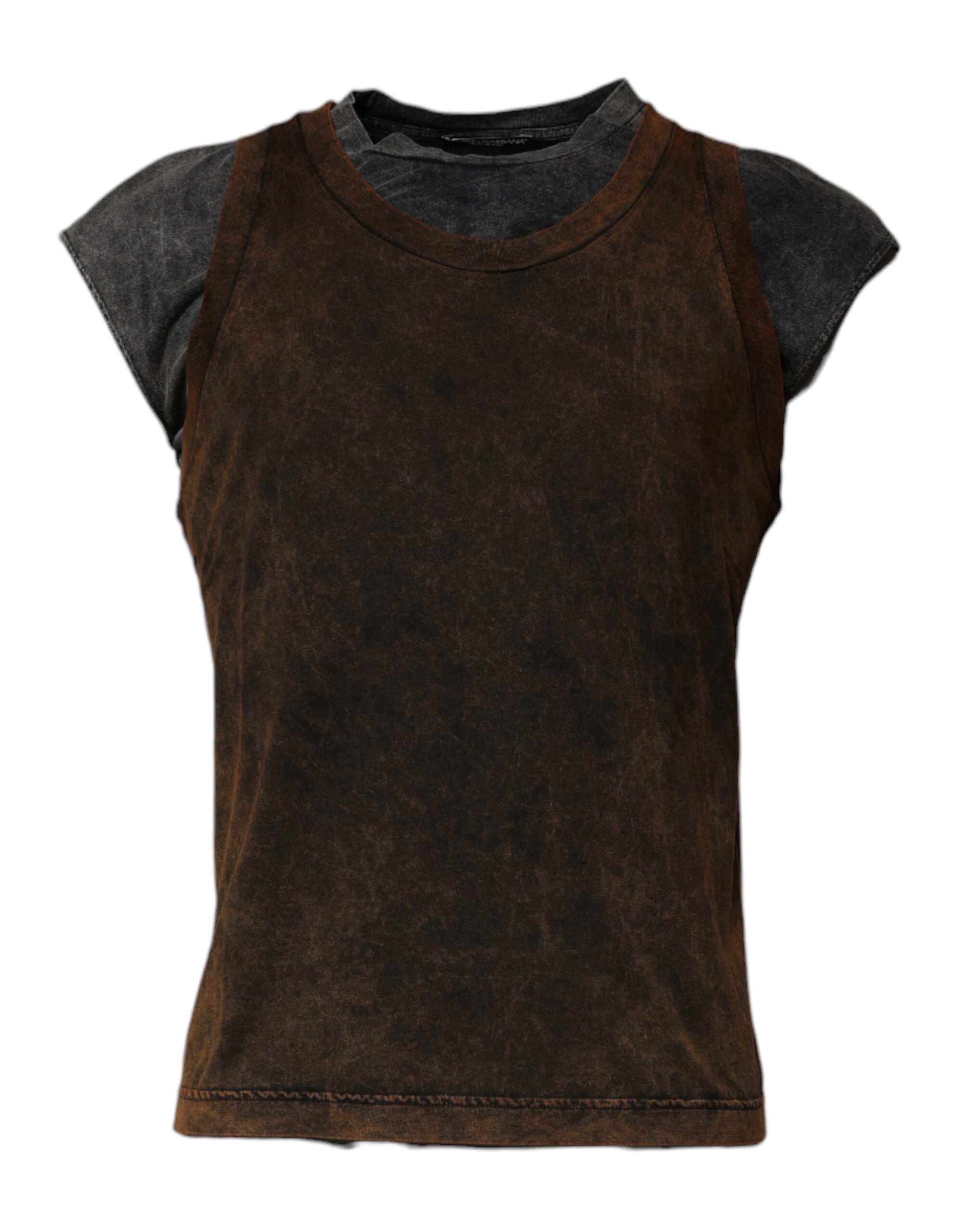 Dolce & Gabbana Brun Bomull Rundhalsad Ärmlös T-shirt