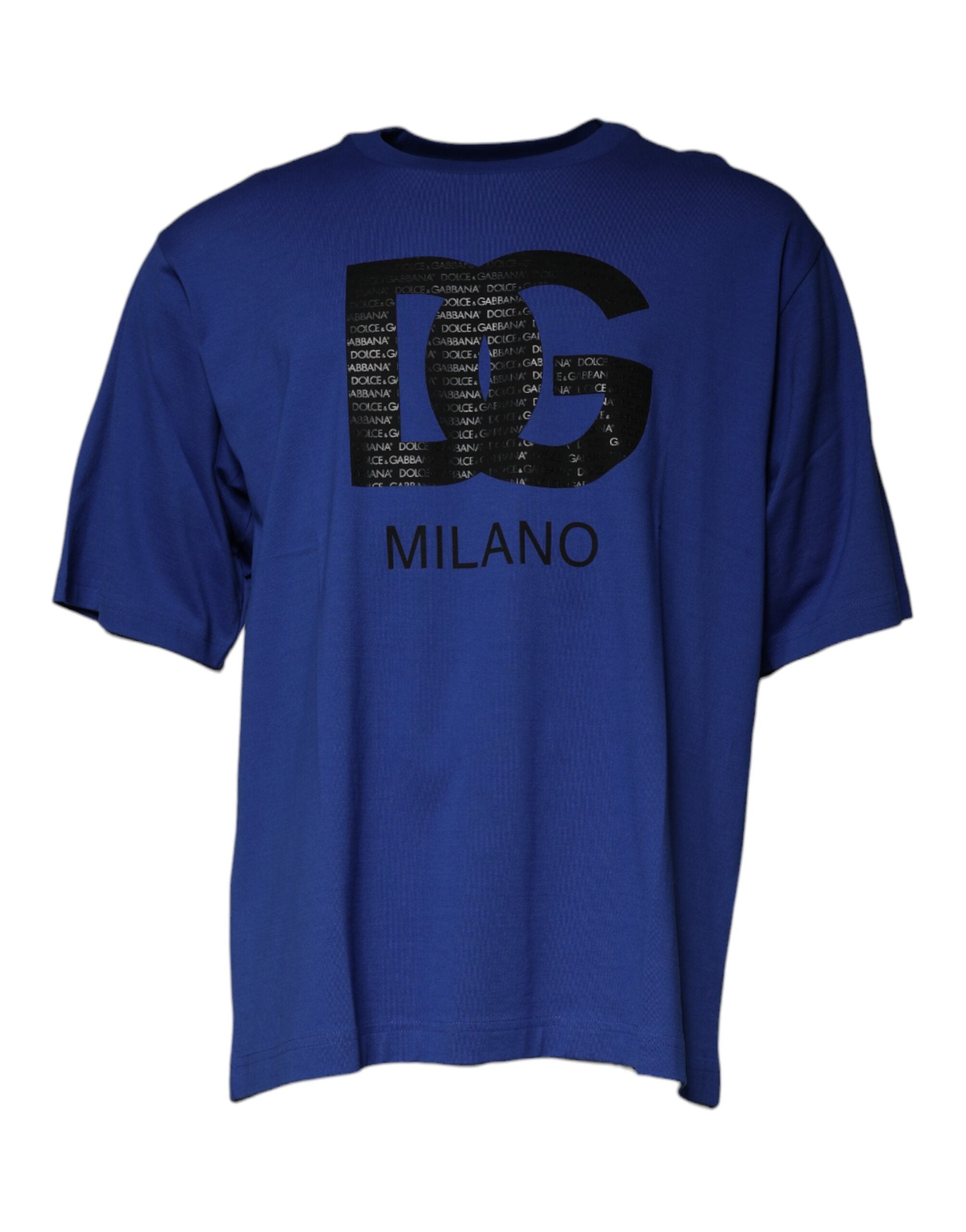 Dolce & Gabbana Blå Logotyptryck Bomull Herr T-shirt Rund Hals