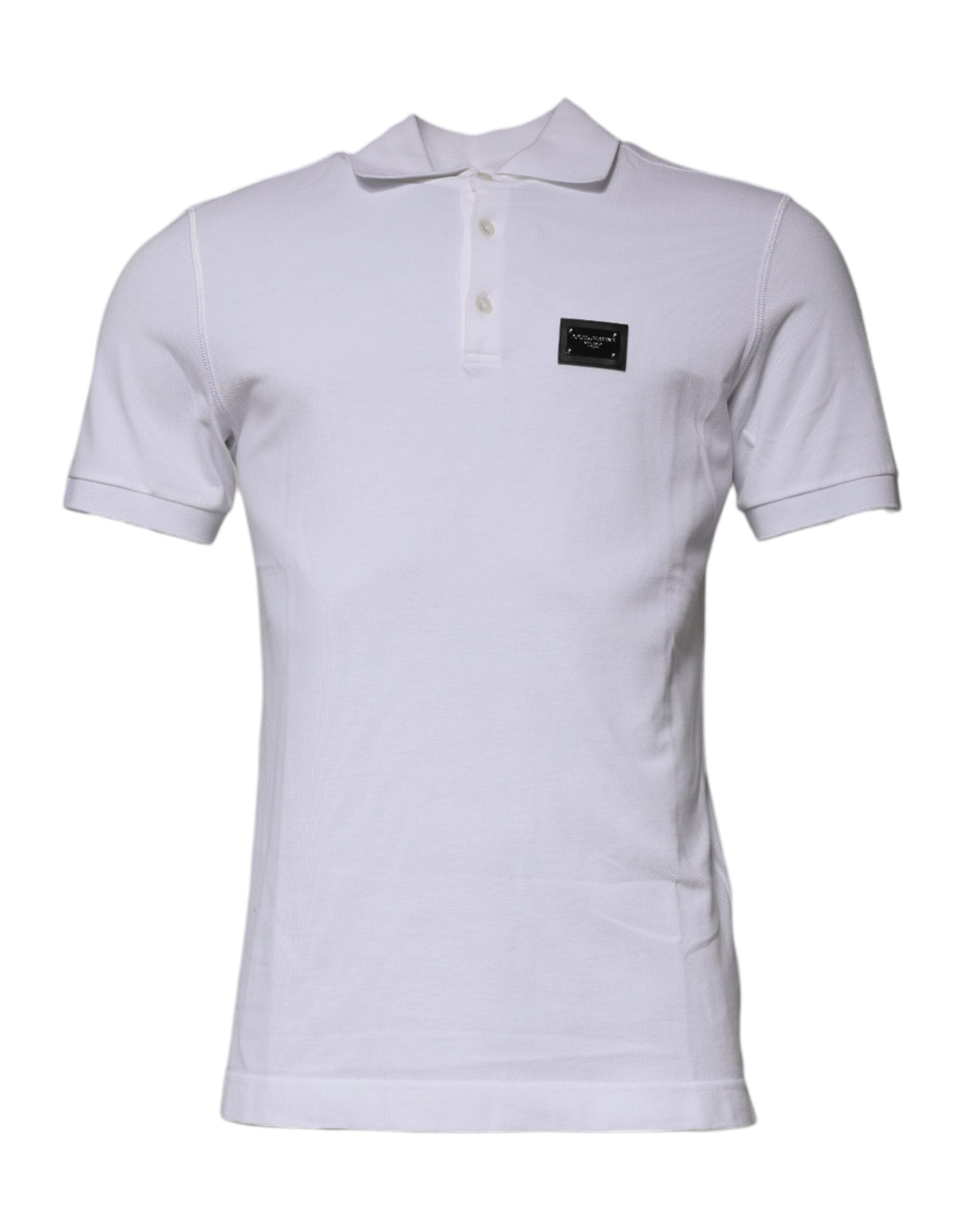 Dolce & Gabbana Vit bomullspolo med logotyp och krage