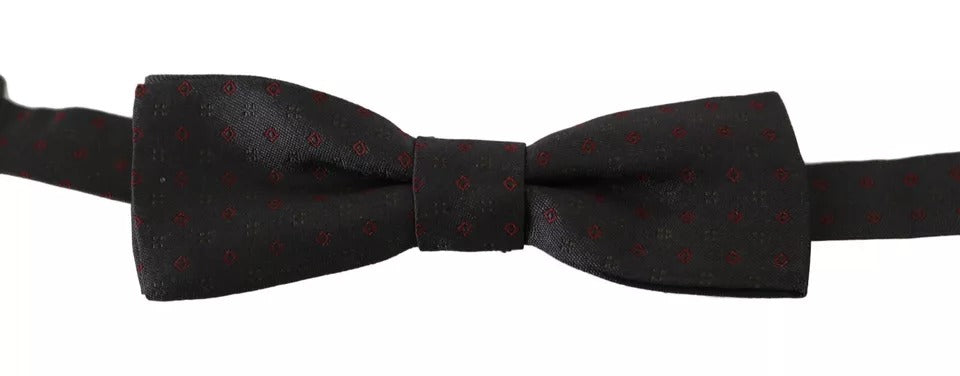 Dolce & Gabbana Grå Prickig Sidenfluga med Justerbar Halsringning