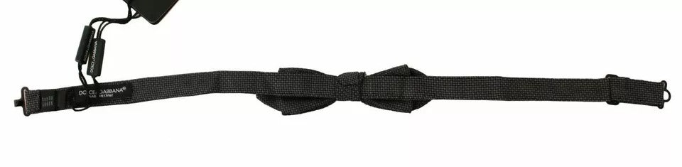 Dolce & Gabbana Grå Mönstrad Sidenfluga med Justerbar Halsringning