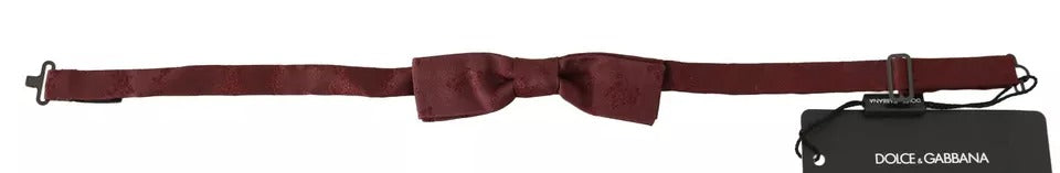 Dolce & Gabbana Bordeaux Silk Floral Faille Justerbar fluga