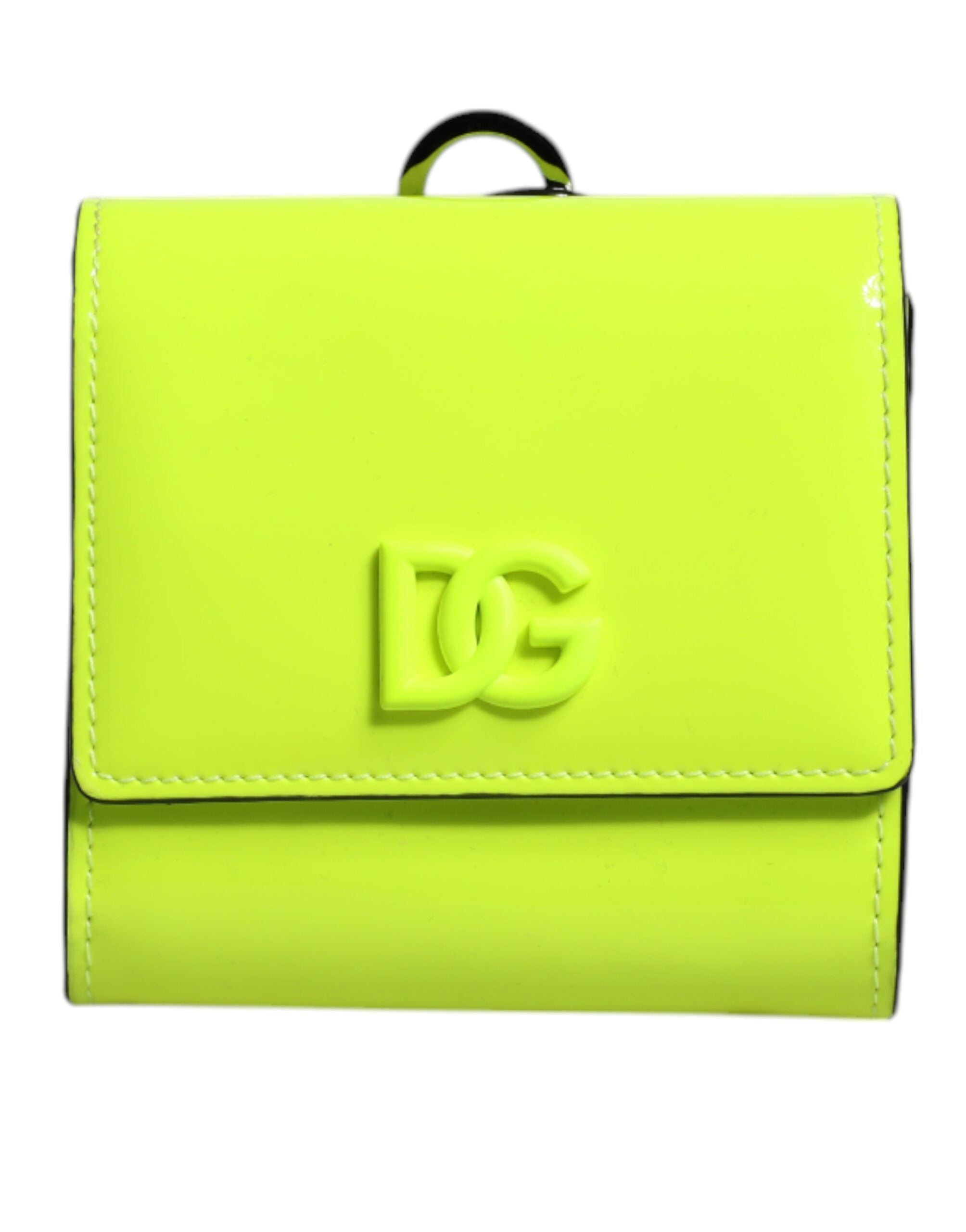 Dolce & Gabbana Gulgrön Bifold DG Logotyp Korthållarplånbok med Halsrem