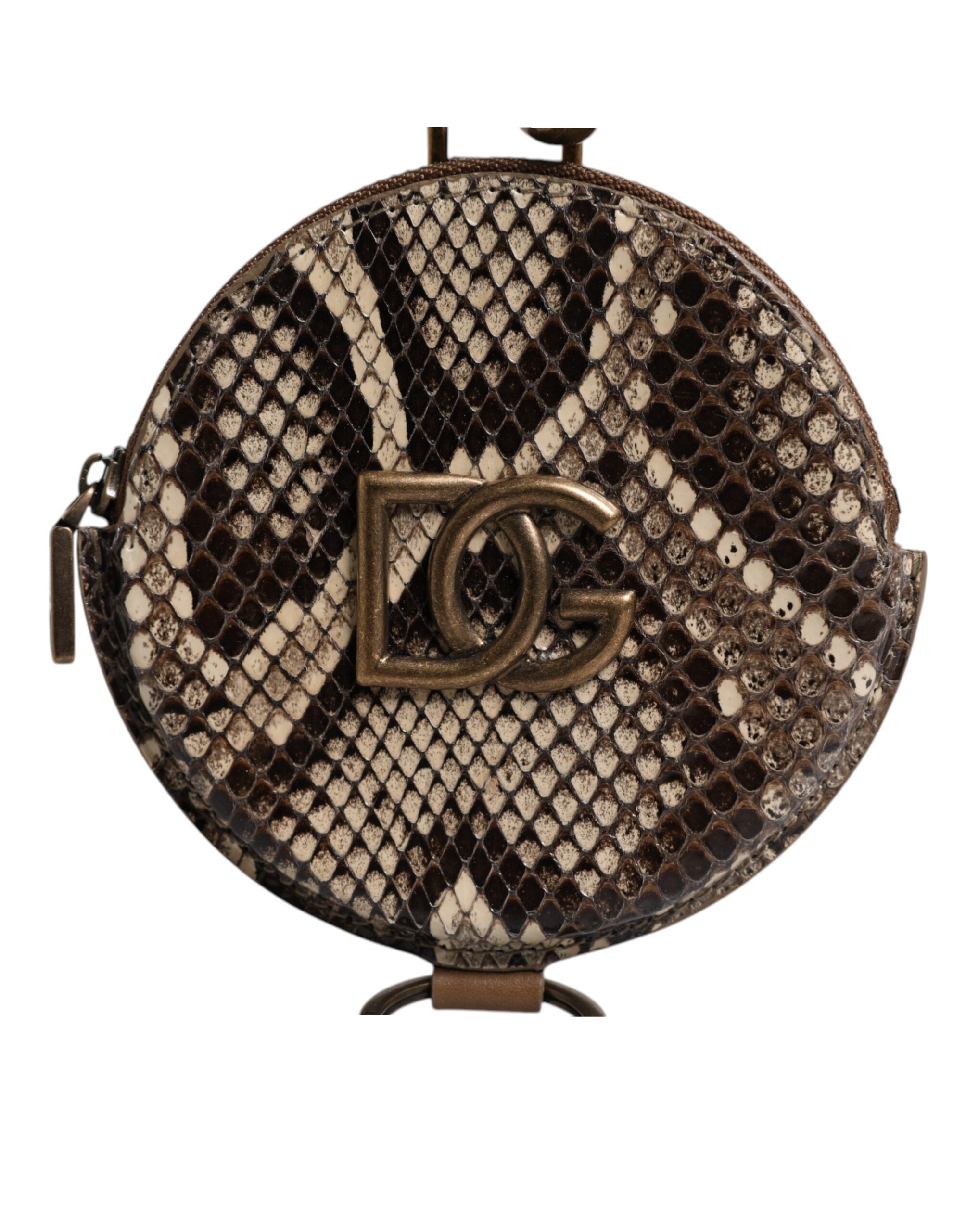 Dolce & Gabbana Brun Rund Läderväska med DG-Logotyp och Snodd