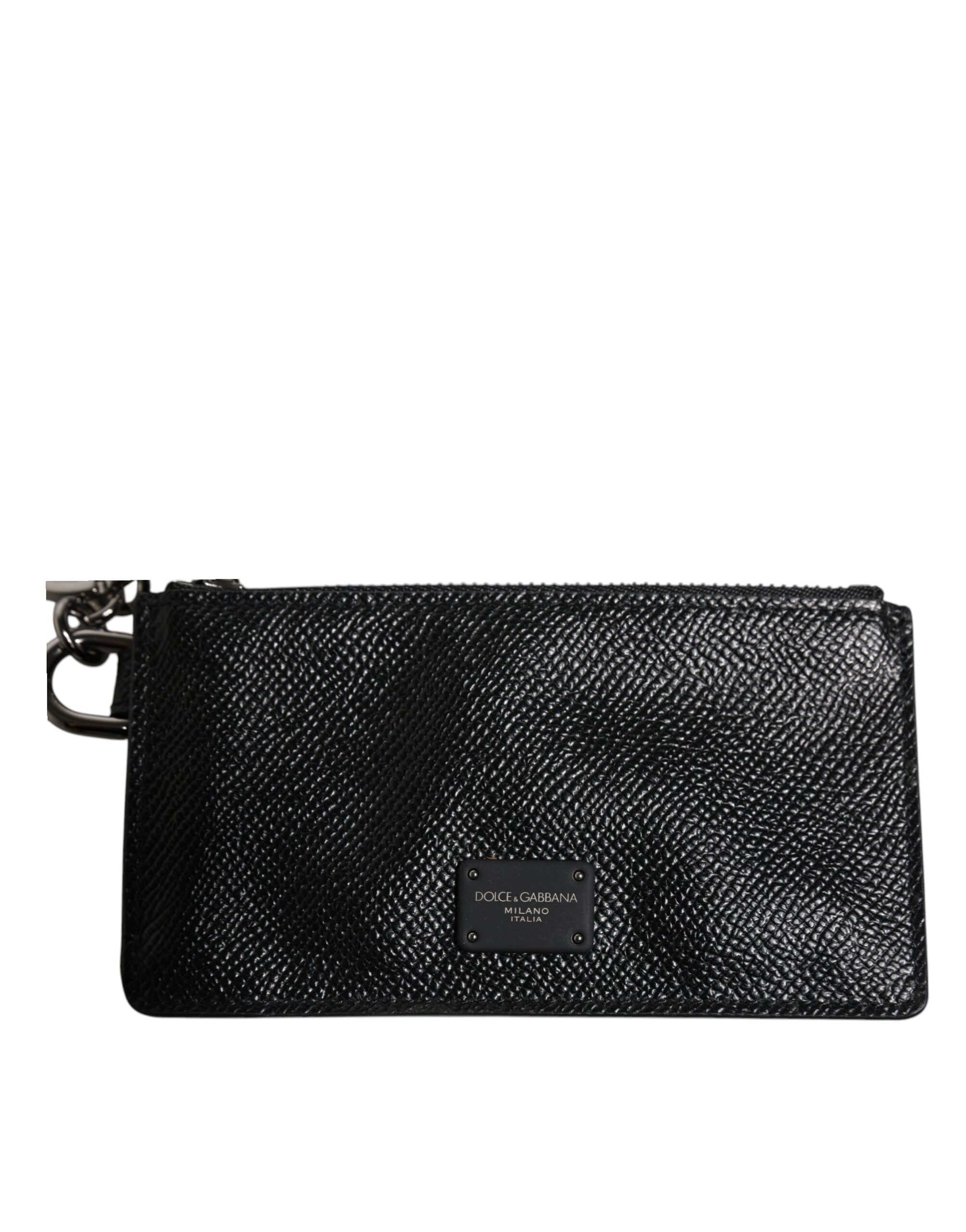 Dolce & Gabbana Svart Kalvskinnsläder Plånbok med DG-logotyp