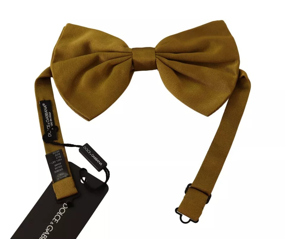 Dolce & Gabbana Gul Senapsgul 100% Siden Fjärilsfluga Herr