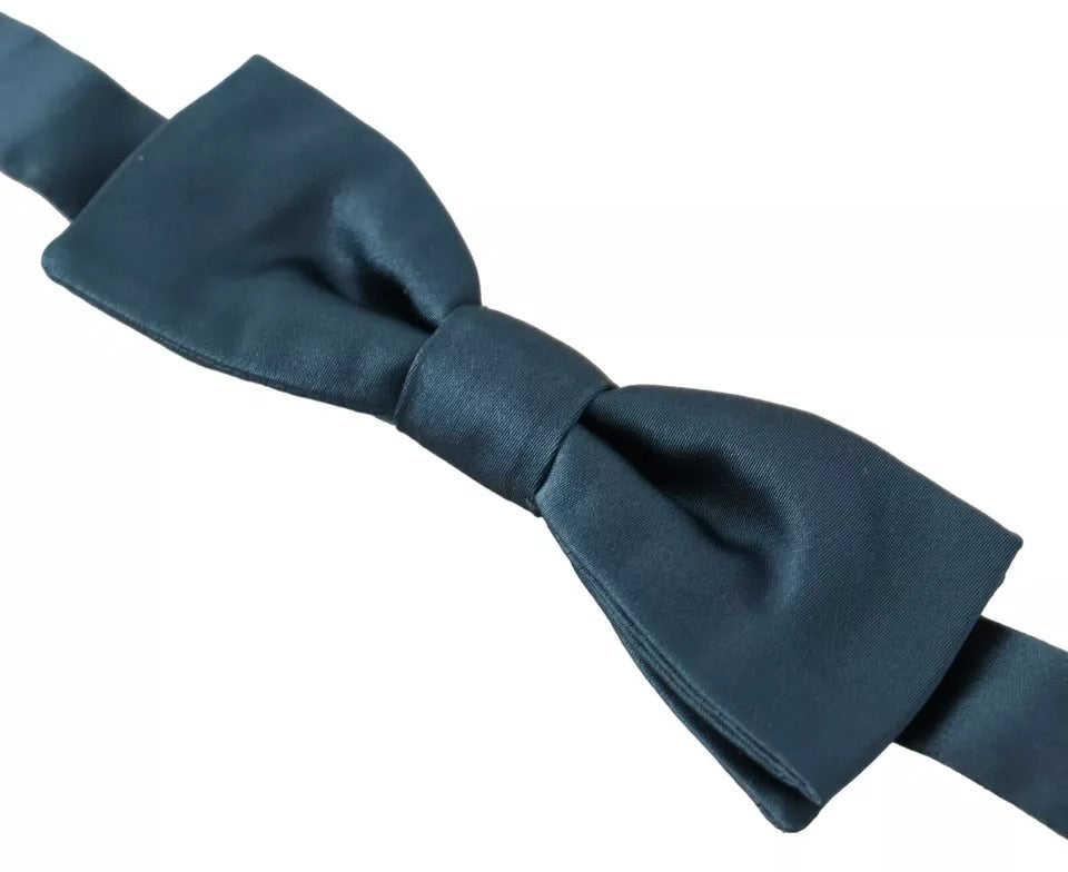 Dolce & Gabbana Blå 100% Siden Justerbar Halsringning Fluga Herr
