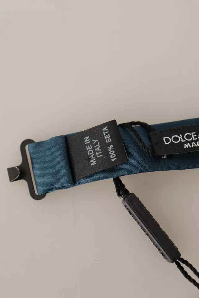 Dolce & Gabbana Blå 100% Siden Justerbar Halsringning Fluga Herr