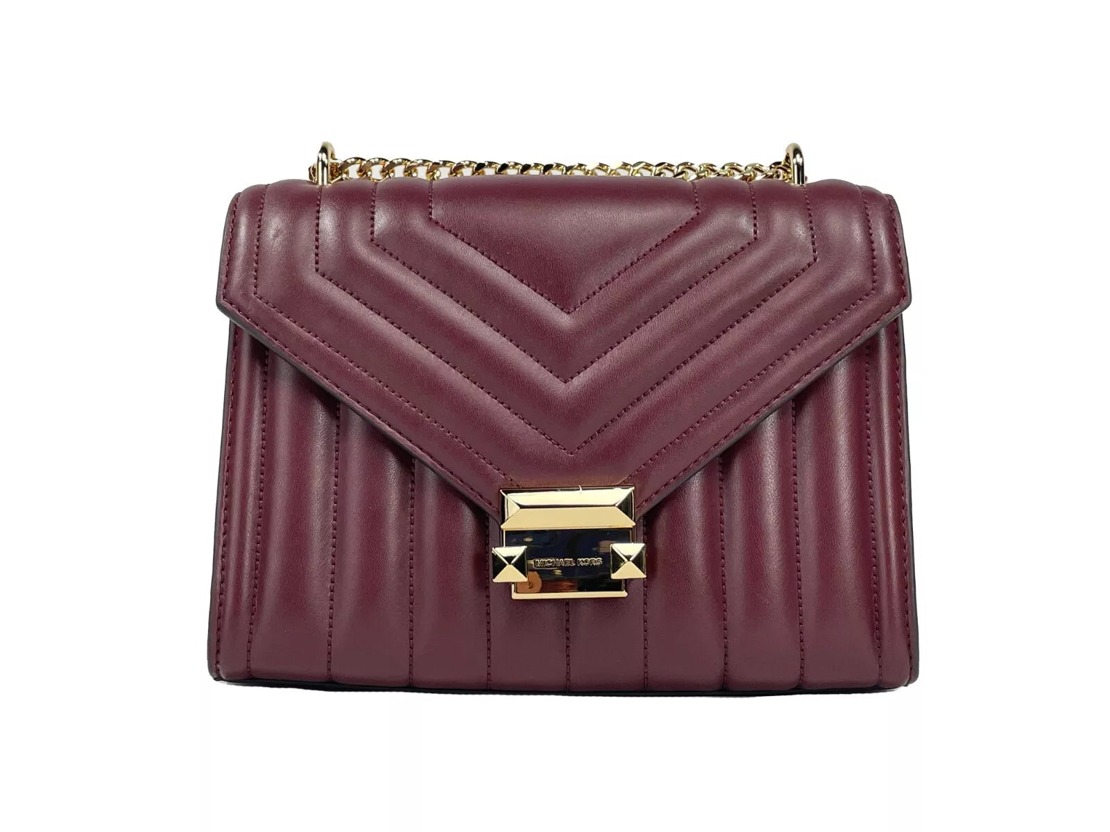 Michael Kors Whitney Medium Chain Axelklaff Crossbody Oxblood