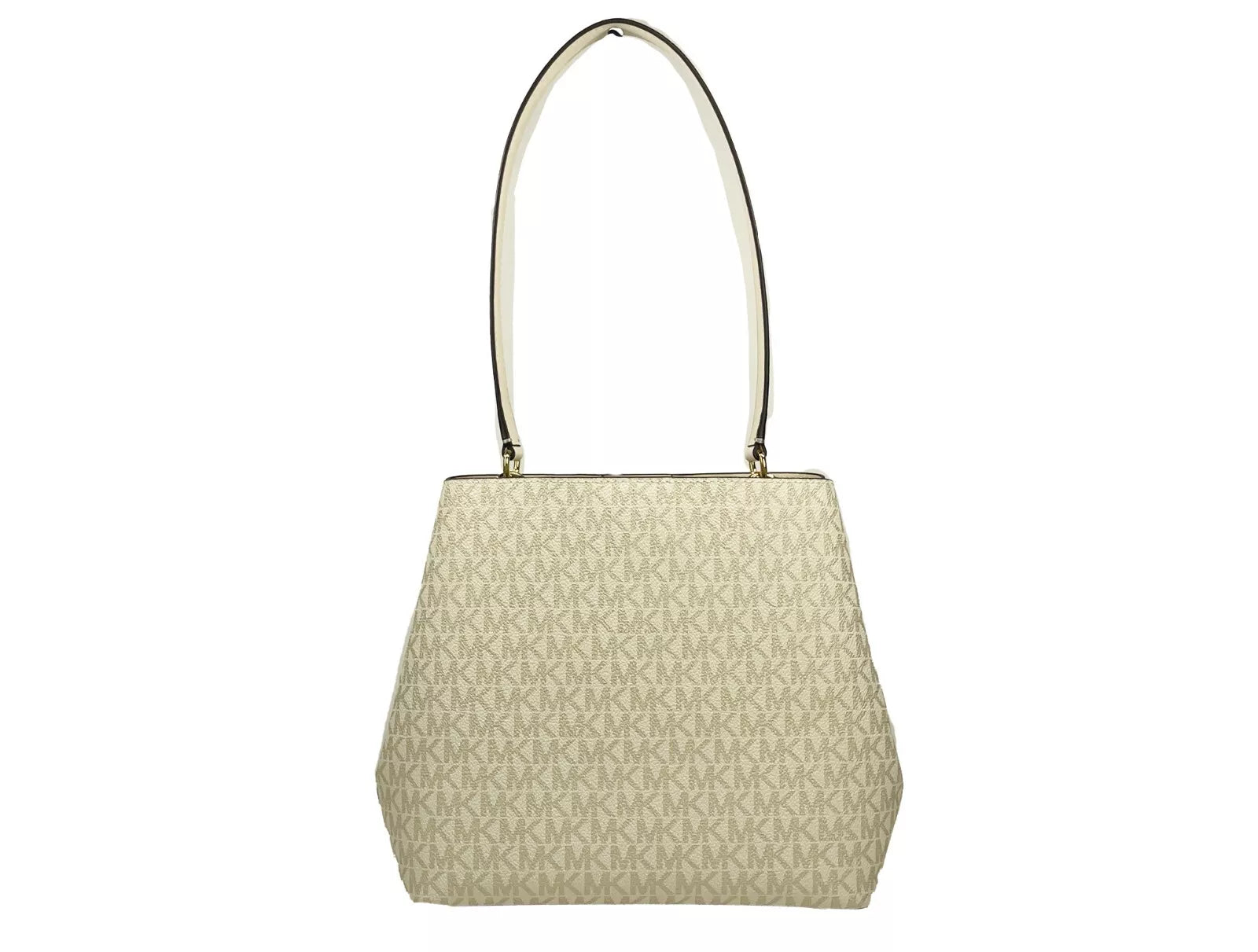 Michael Kors Medium Pratt Bucket Shoulder Bag Purse Ljusguld/Crämfärgad