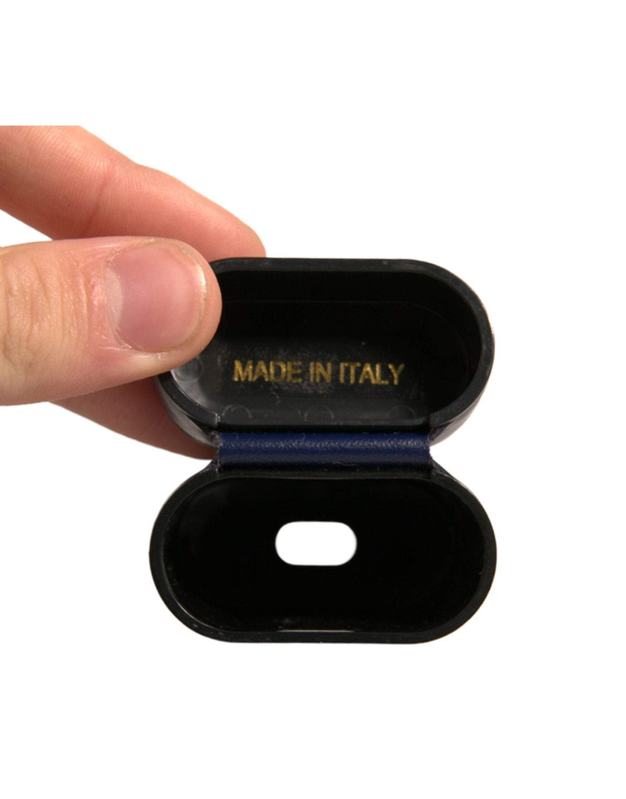 Dolce & Gabbana Blå Läderfodral med Logotyptryck och Flipfodral till Airpods