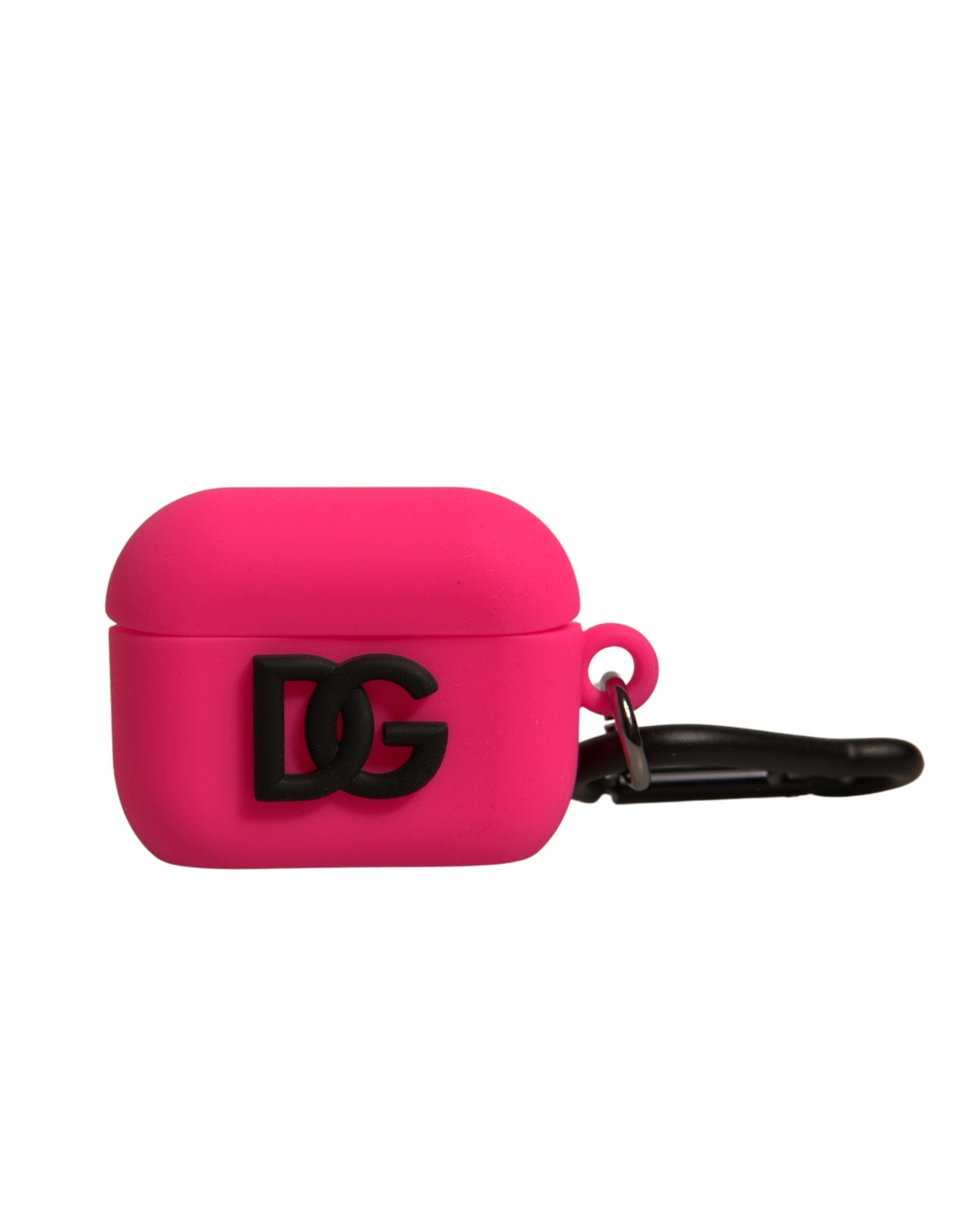 Dolce & Gabbana Rosa Silikongummifodral med Präglad Logotyp och Airpods-motiv