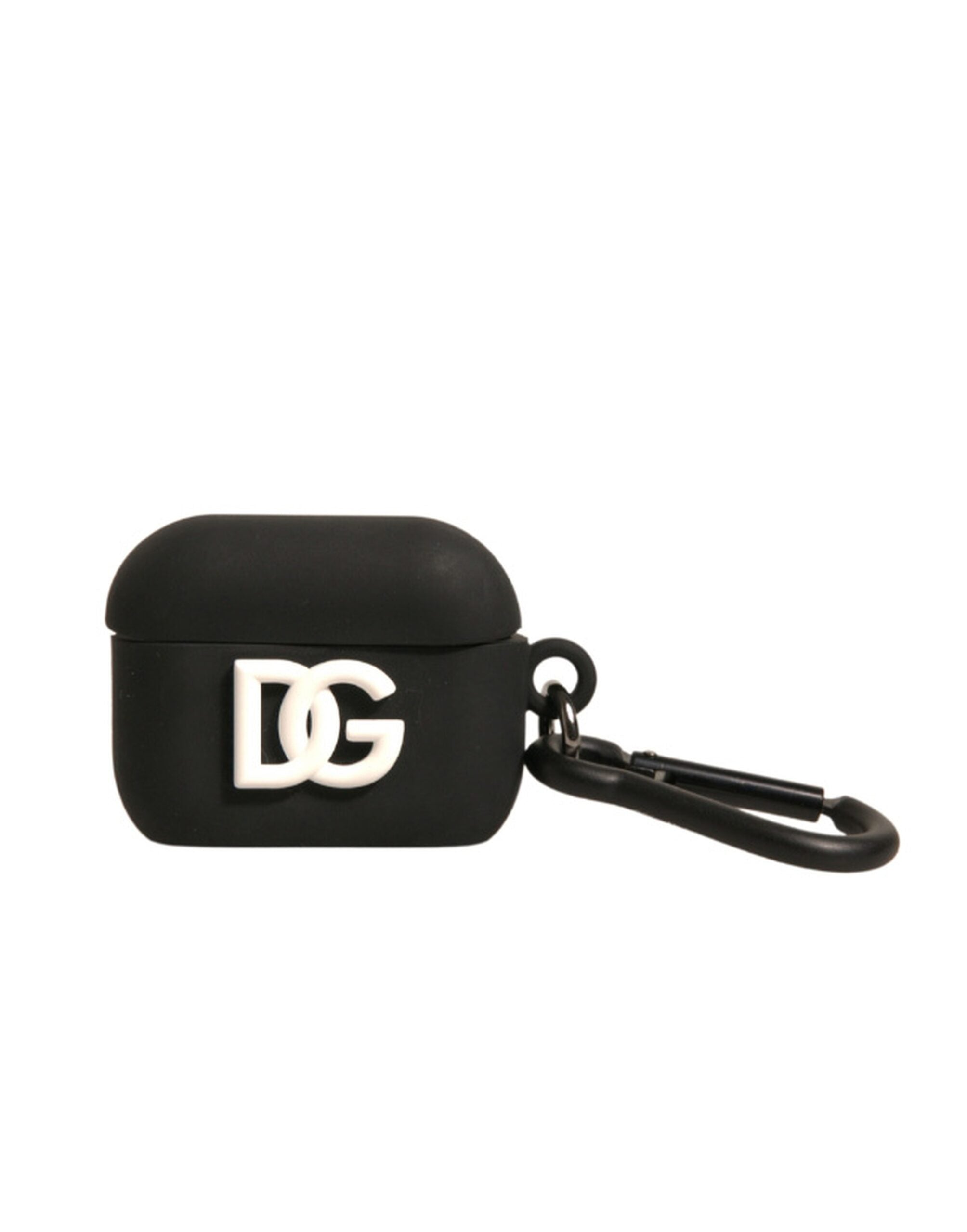 Dolce & Gabbana Svart Silikongummifodral med Präglad Logotyp och Airpods-motiv