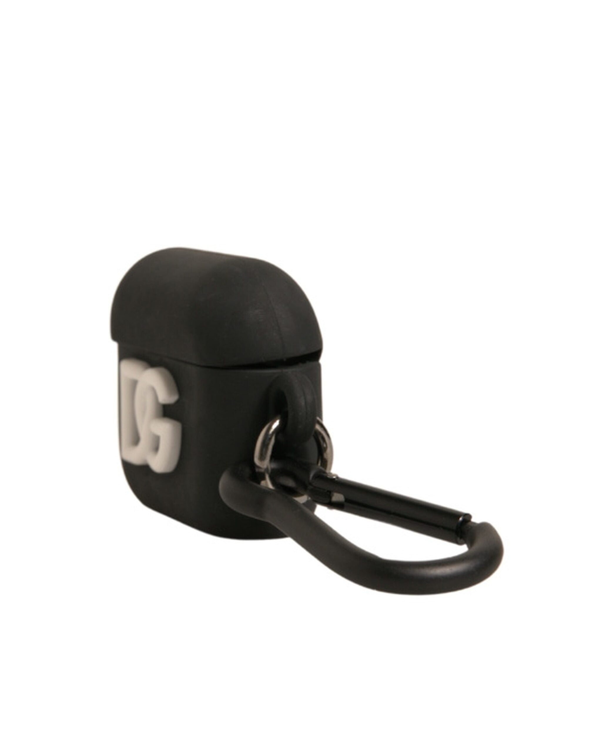 Dolce & Gabbana Svart Silikongummifodral med Präglad Logotyp och Airpods-motiv