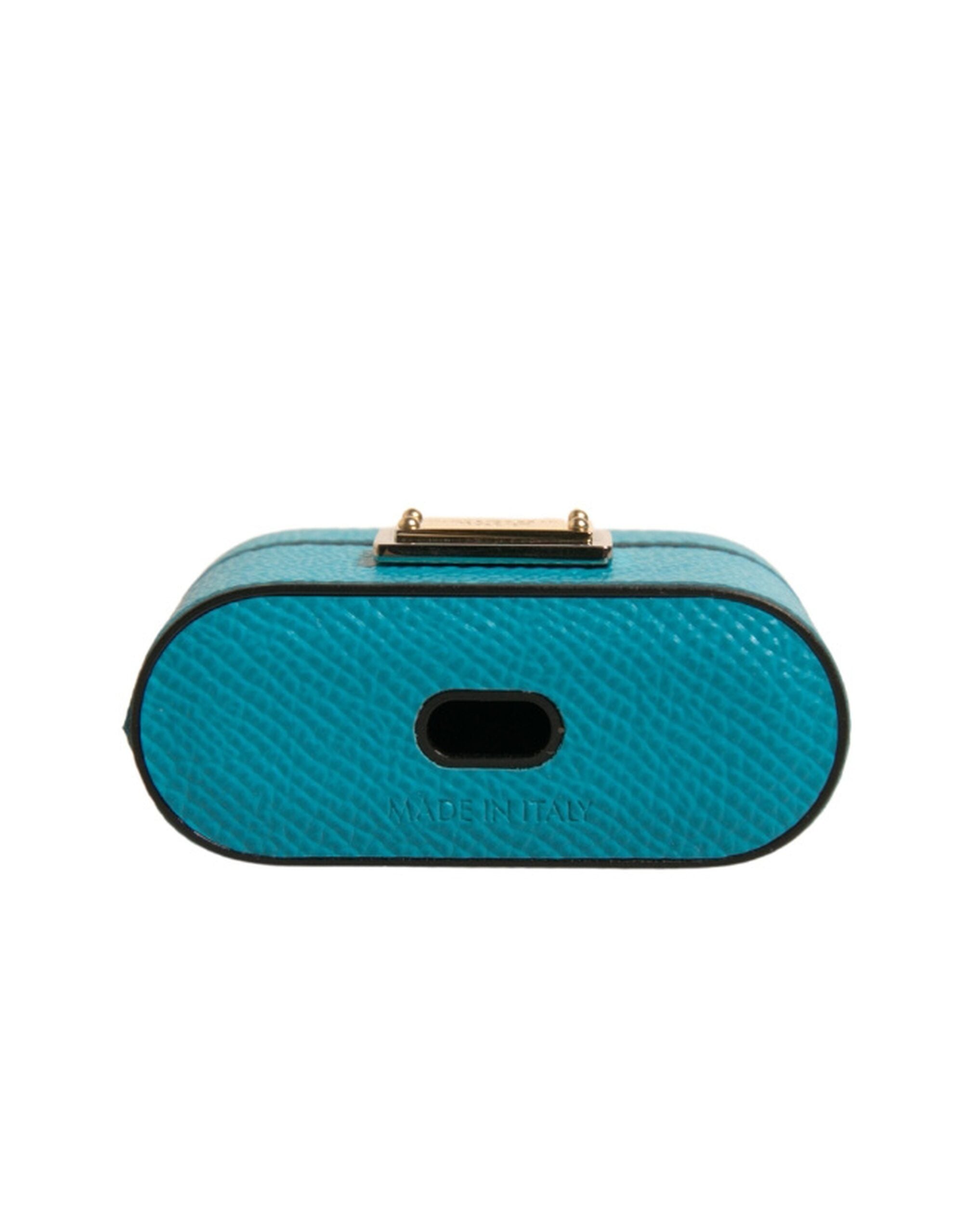 Dolce & Gabbana Grönt Läder Metall Logotyp Plack Hållare Airpods Fodral