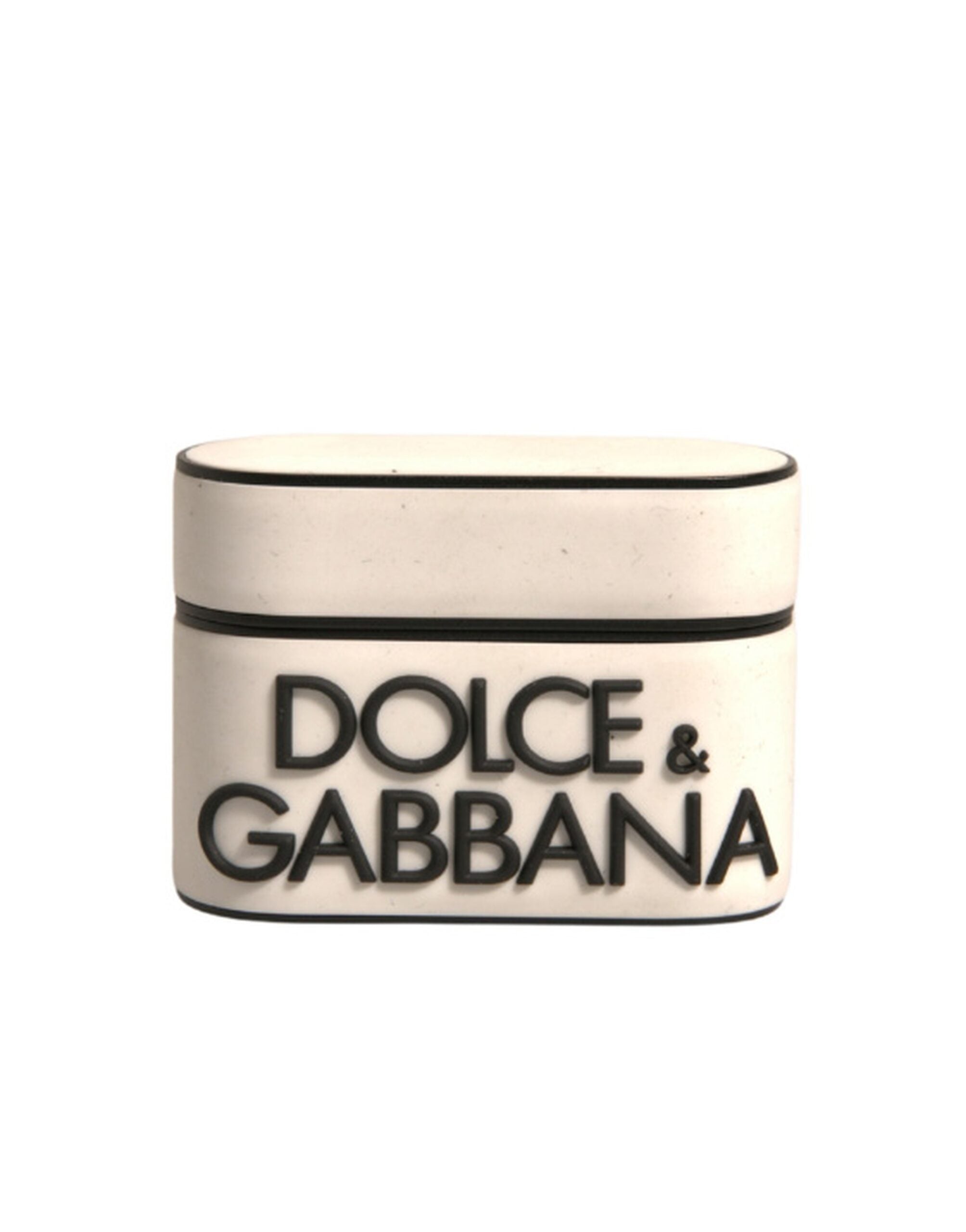Dolce & Gabbana Vit PVC Präglad Logotyp Plack Hållare Airpods Fodral