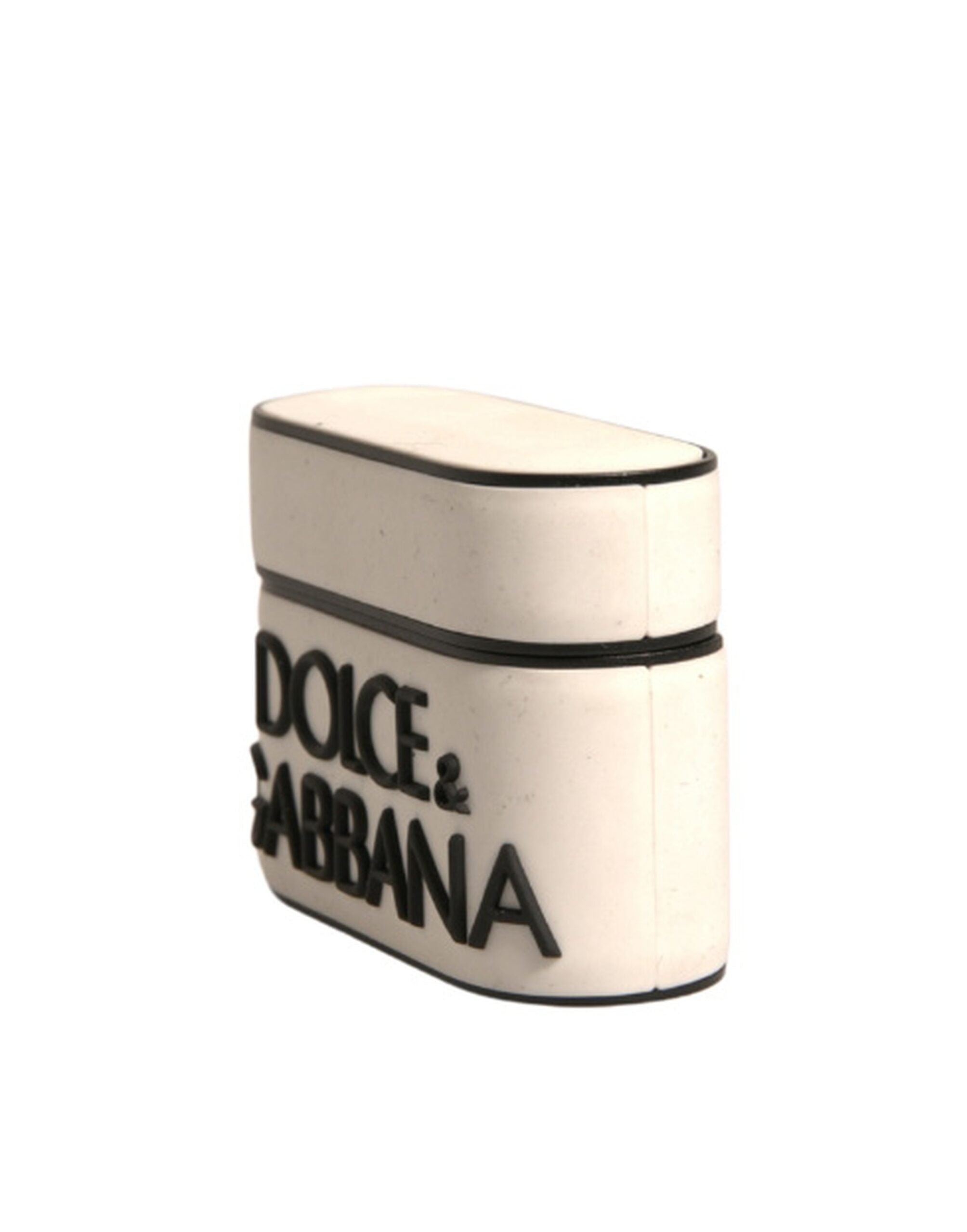 Dolce & Gabbana Vit PVC Präglad Logotyp Plack Hållare Airpods Fodral